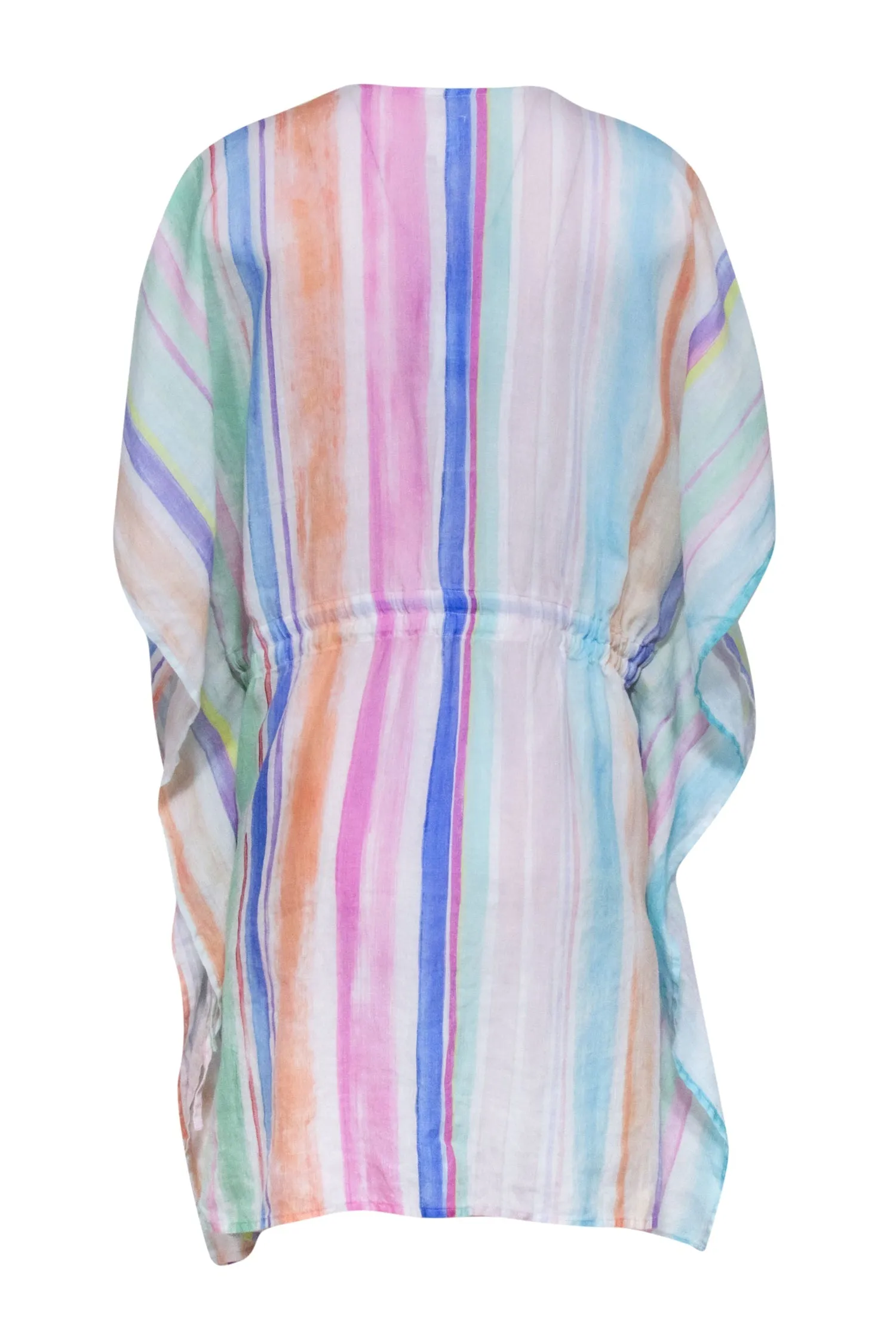 120% Lino - Pink, Blue, & Green Pastel Multi Color Stripe Tunic Dress Sz 2