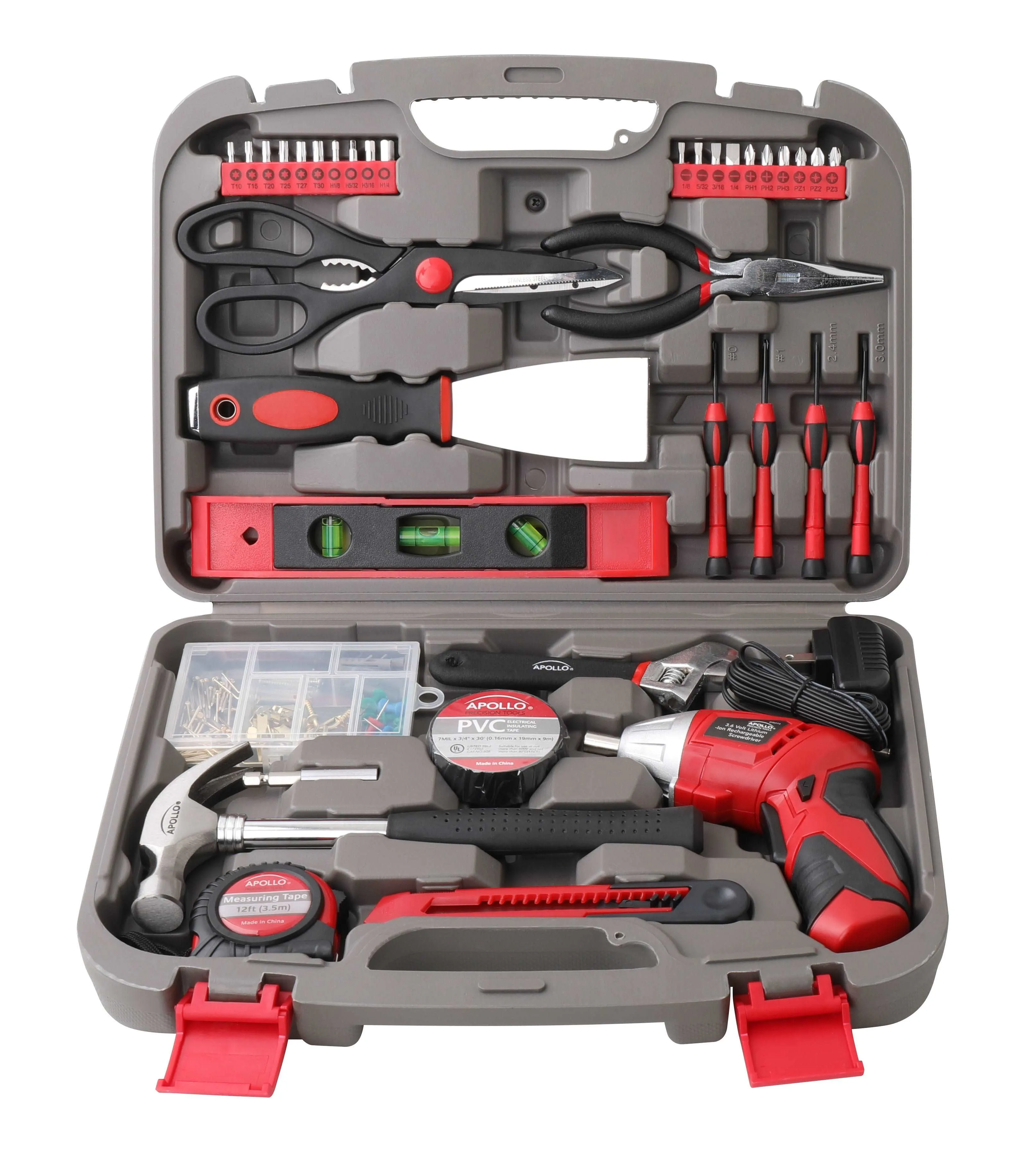 135 Piece Household Tool Set with Pivoting Dual-Angle 3.6 Volt Lithium-Ion Cordless Screwdriver - DT0773