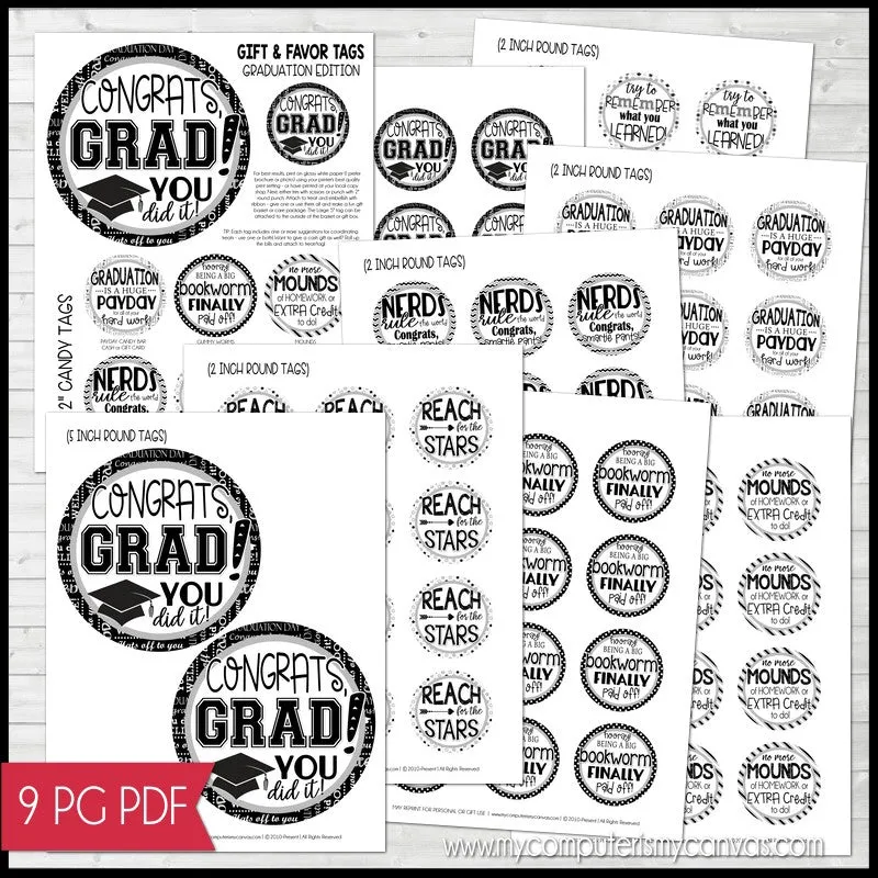 2024 Graduation BUNDLE (Nugget, Subway Art, Gift Basket & GNOMES) PRINTABLE