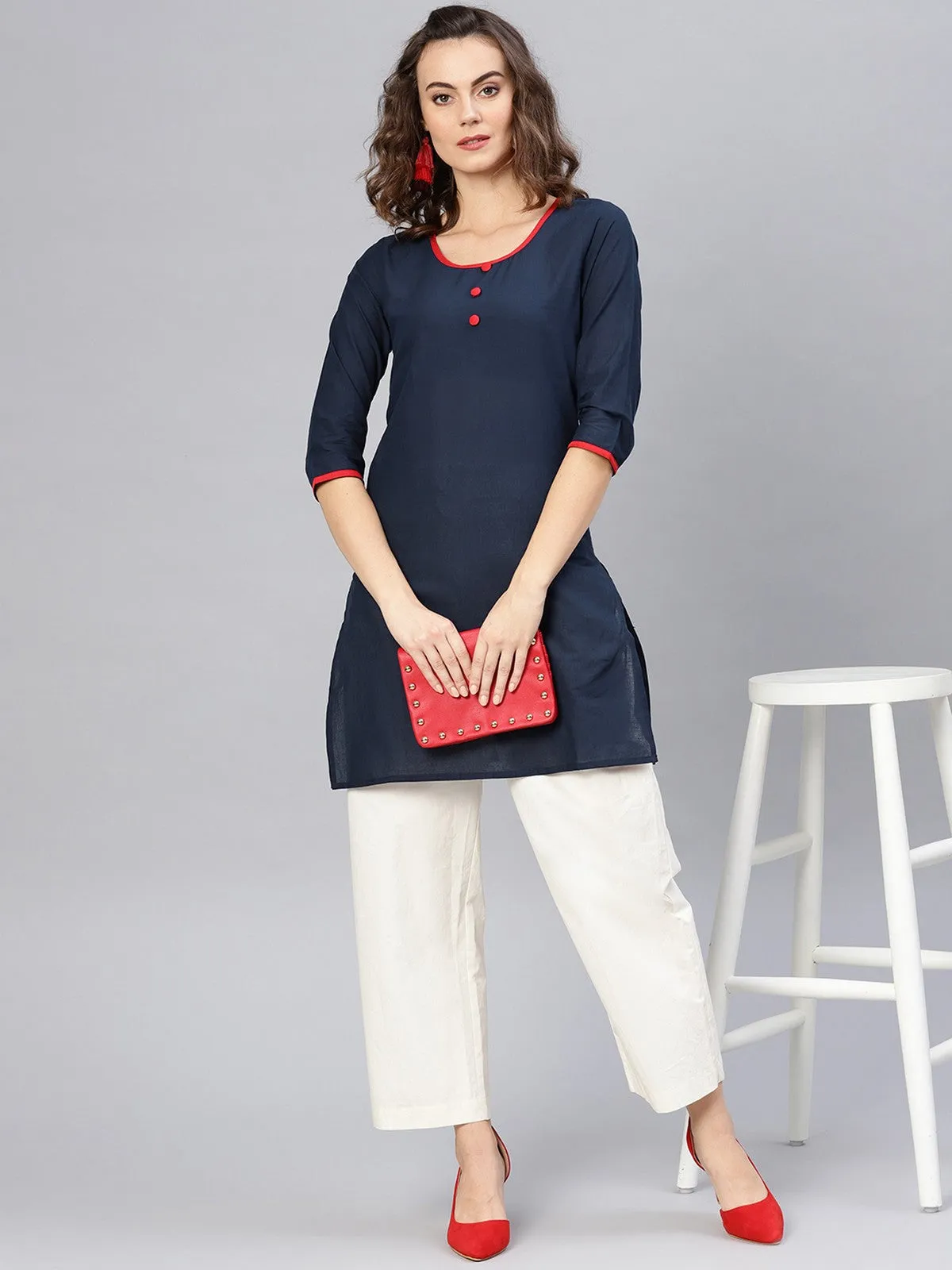 3/4sleeves front buttoned kurti