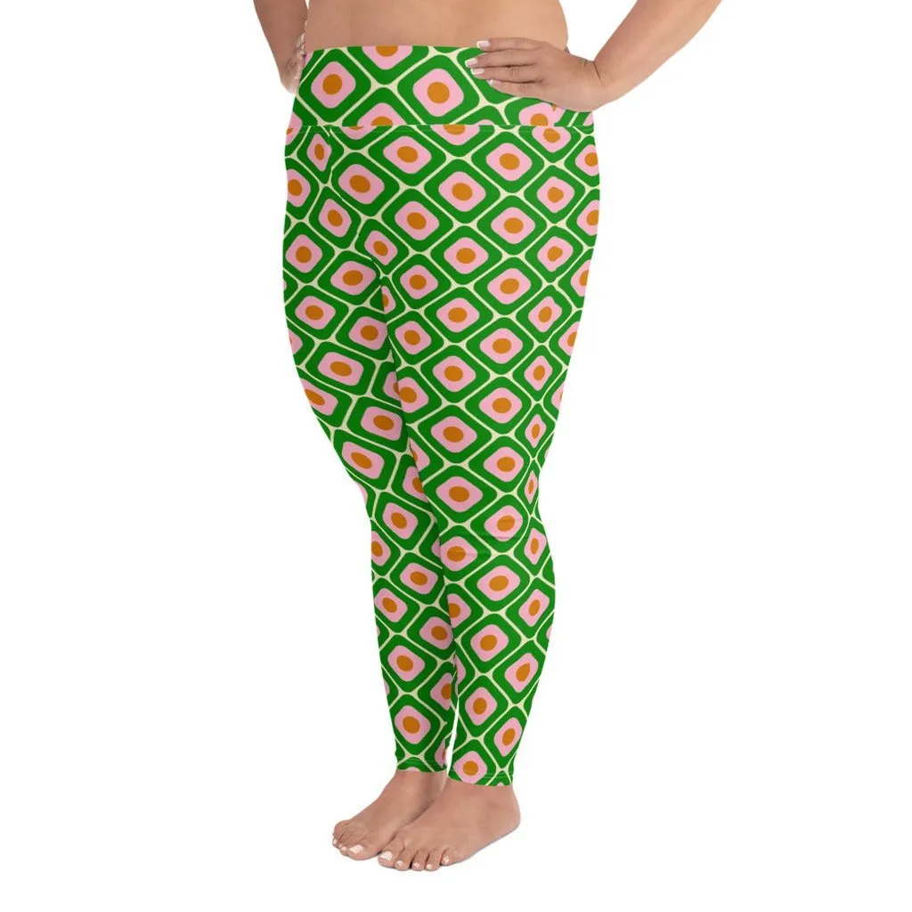 70s Retro Pattern Plus Size Leggings