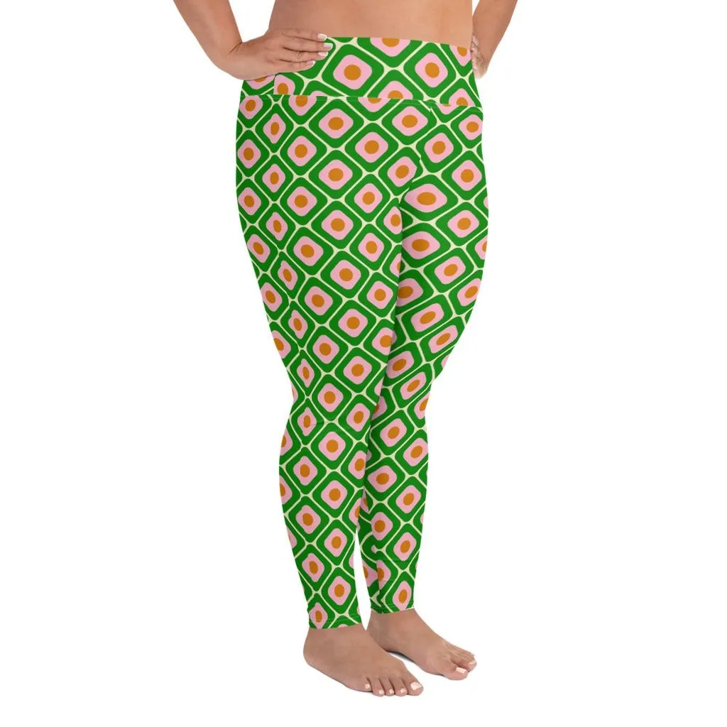 70s Retro Pattern Plus Size Leggings