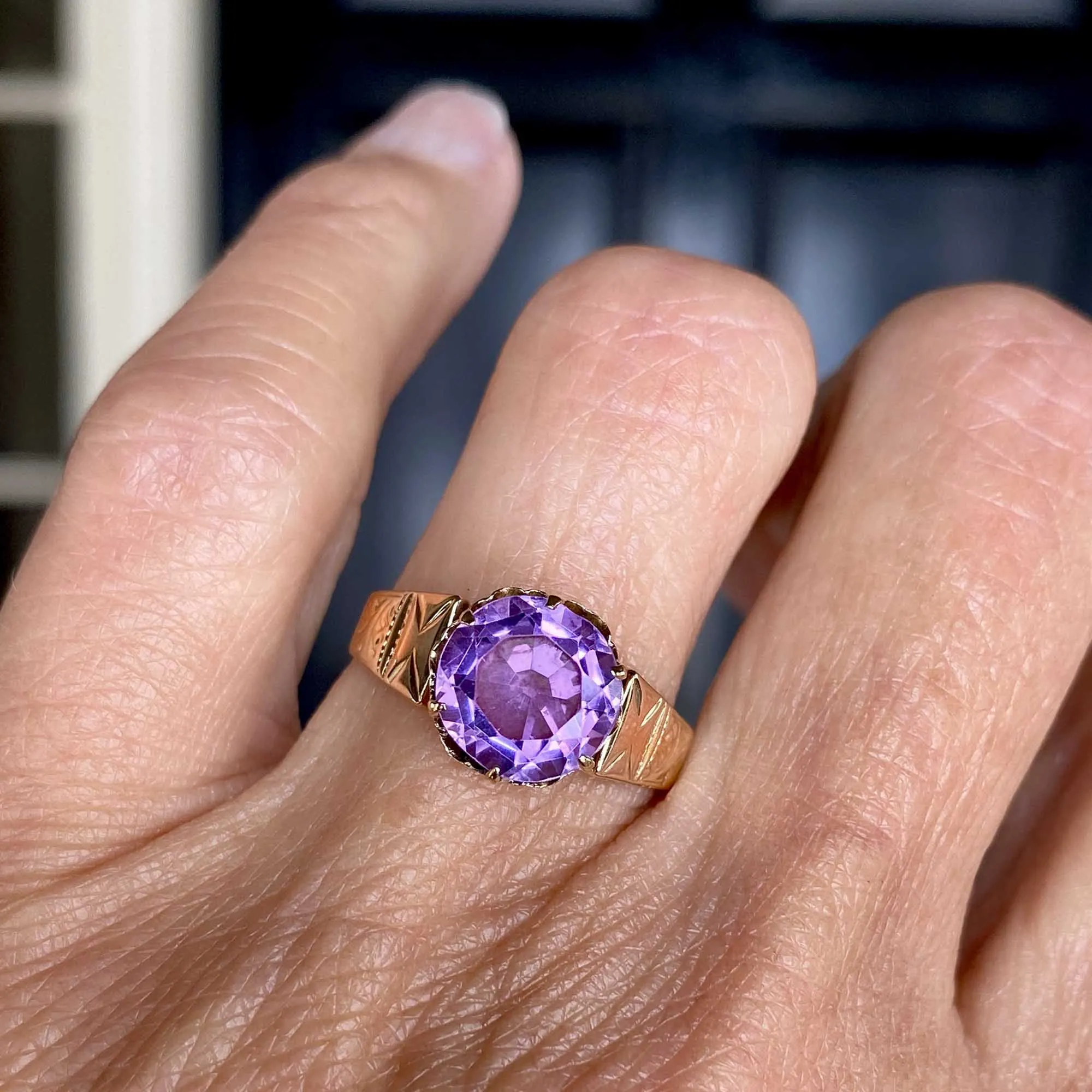 Antique Edwardian 14K Gold Pale Amethyst Ring