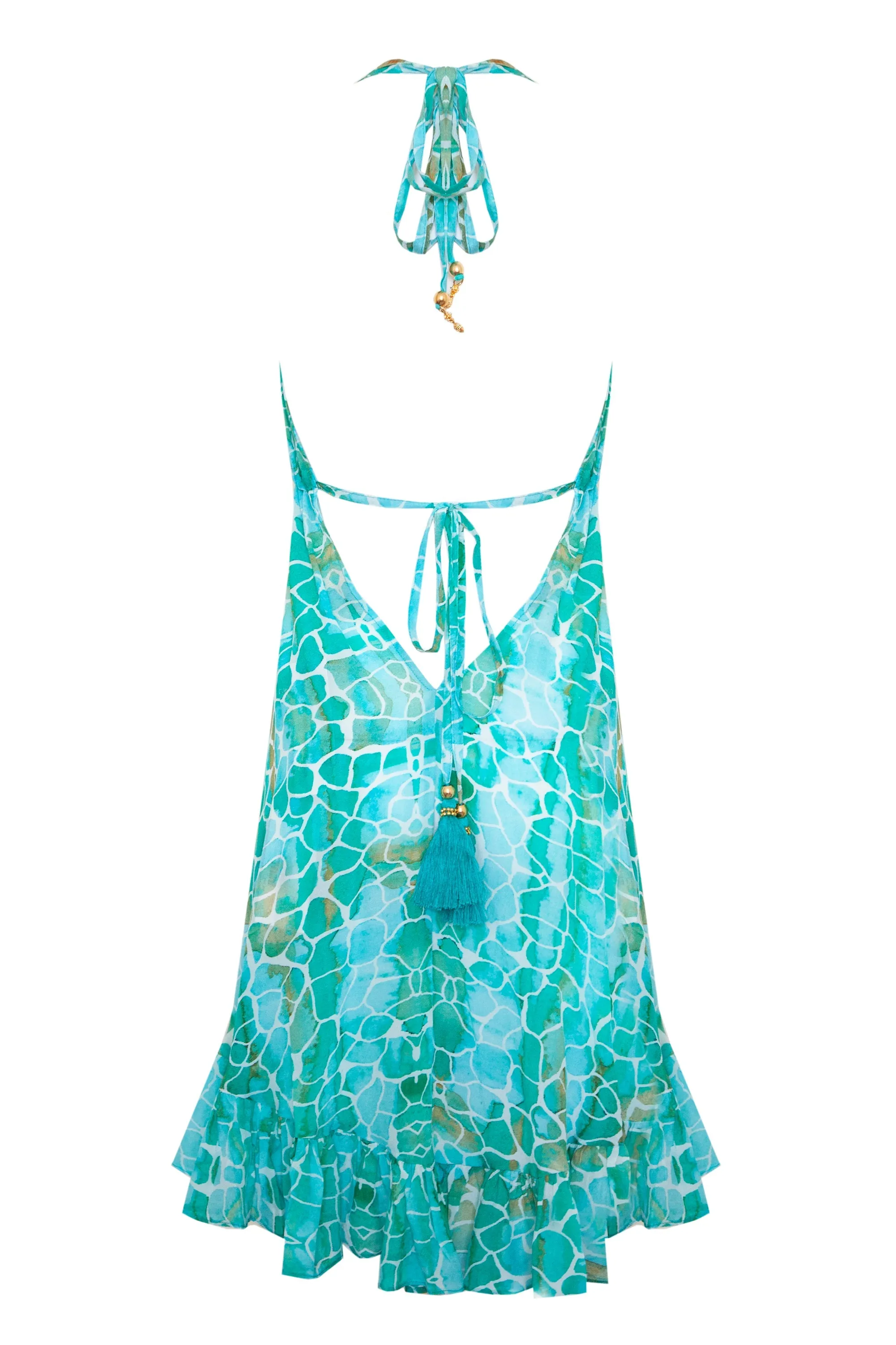 AQUA PEBBLES SILK MINI IBIZA DRESS