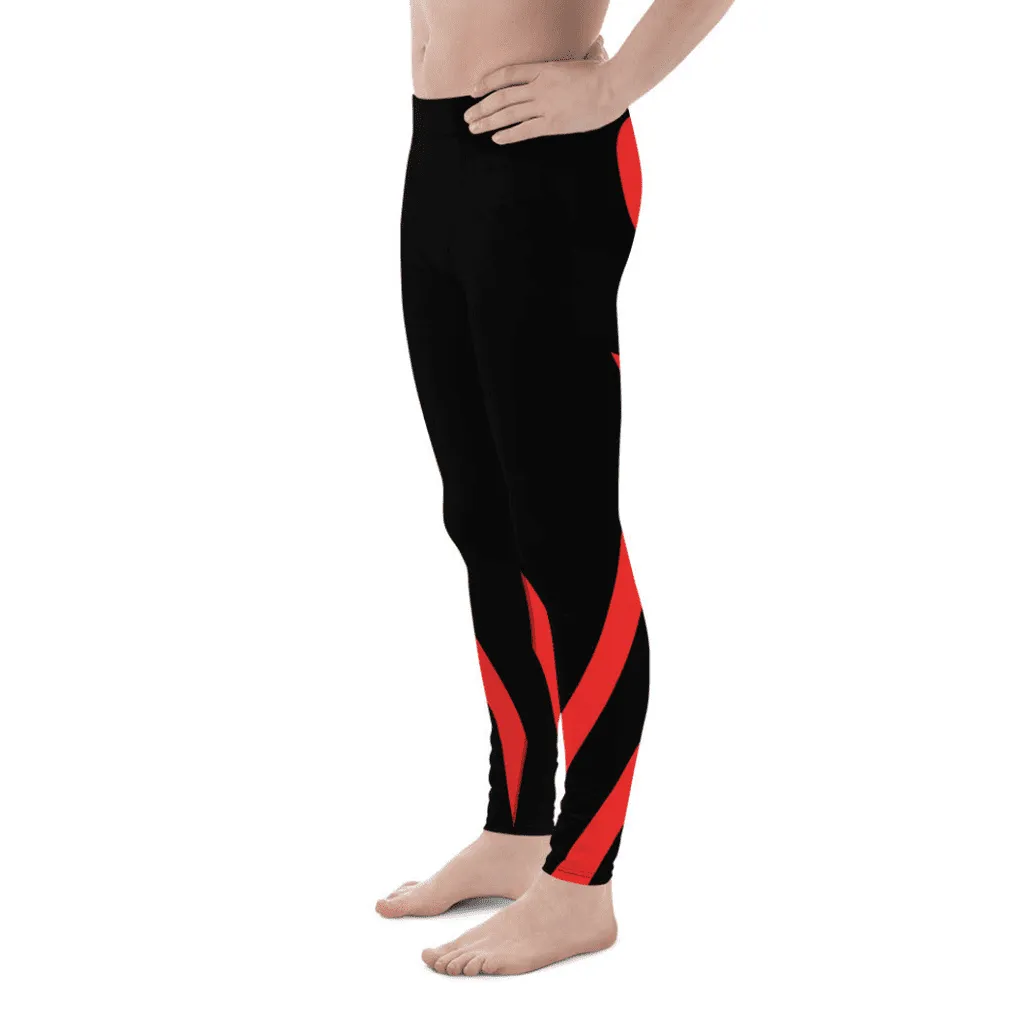 Black and Red Heart Shaped Men's Leggings