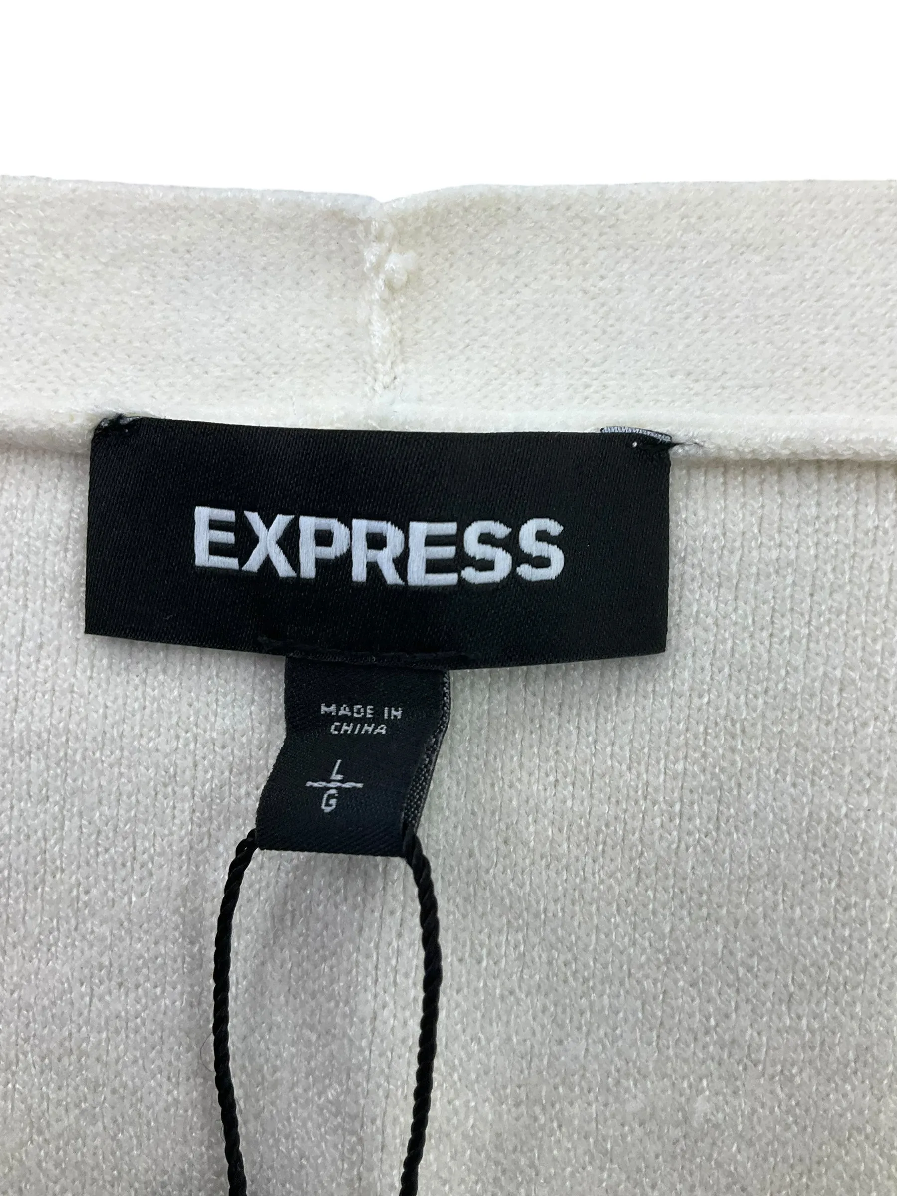 Cardigan By Express In Ivory, Size: L