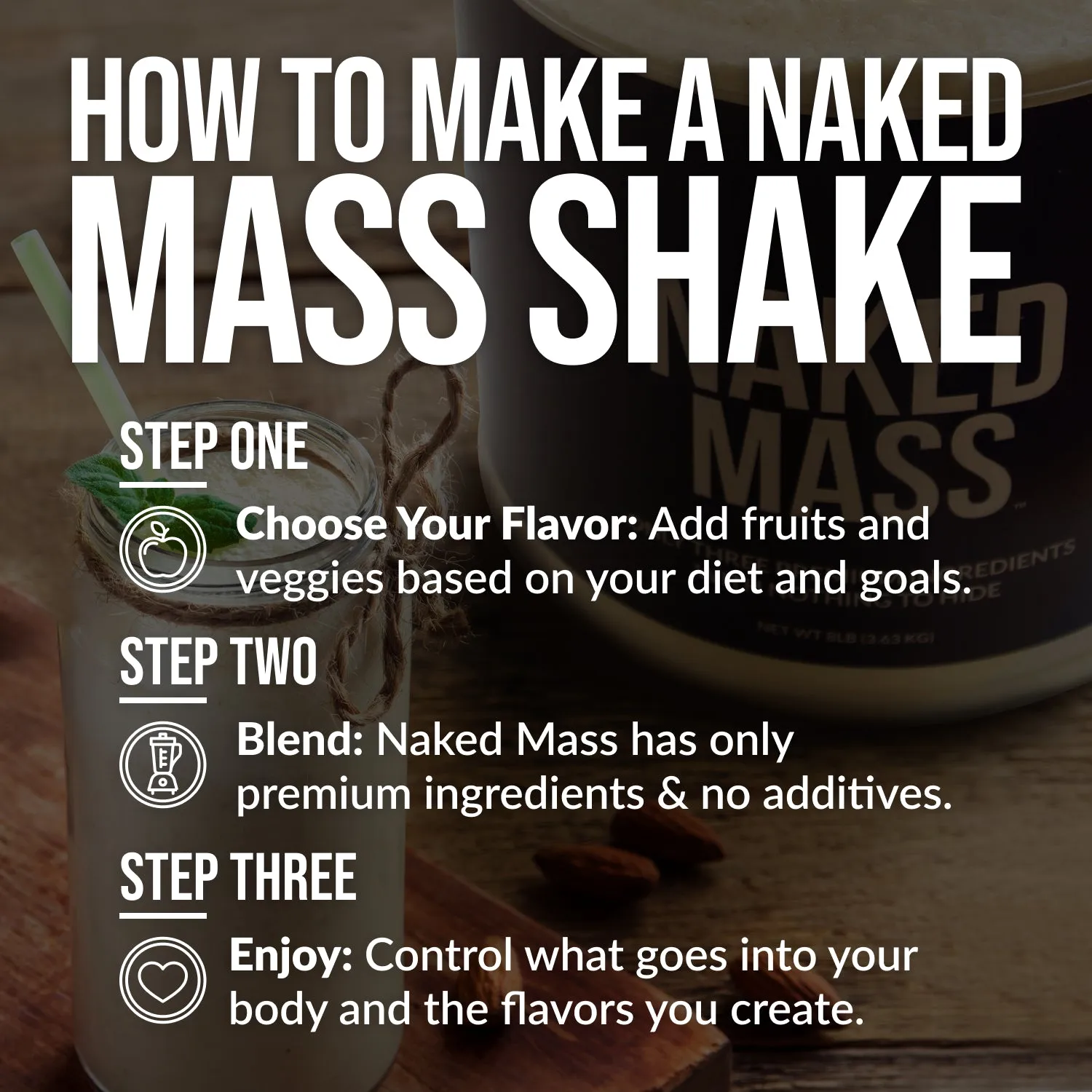 Chocolate Peanut Butter Weight Gainer Protein Supplement | Naked Mass - 8LB