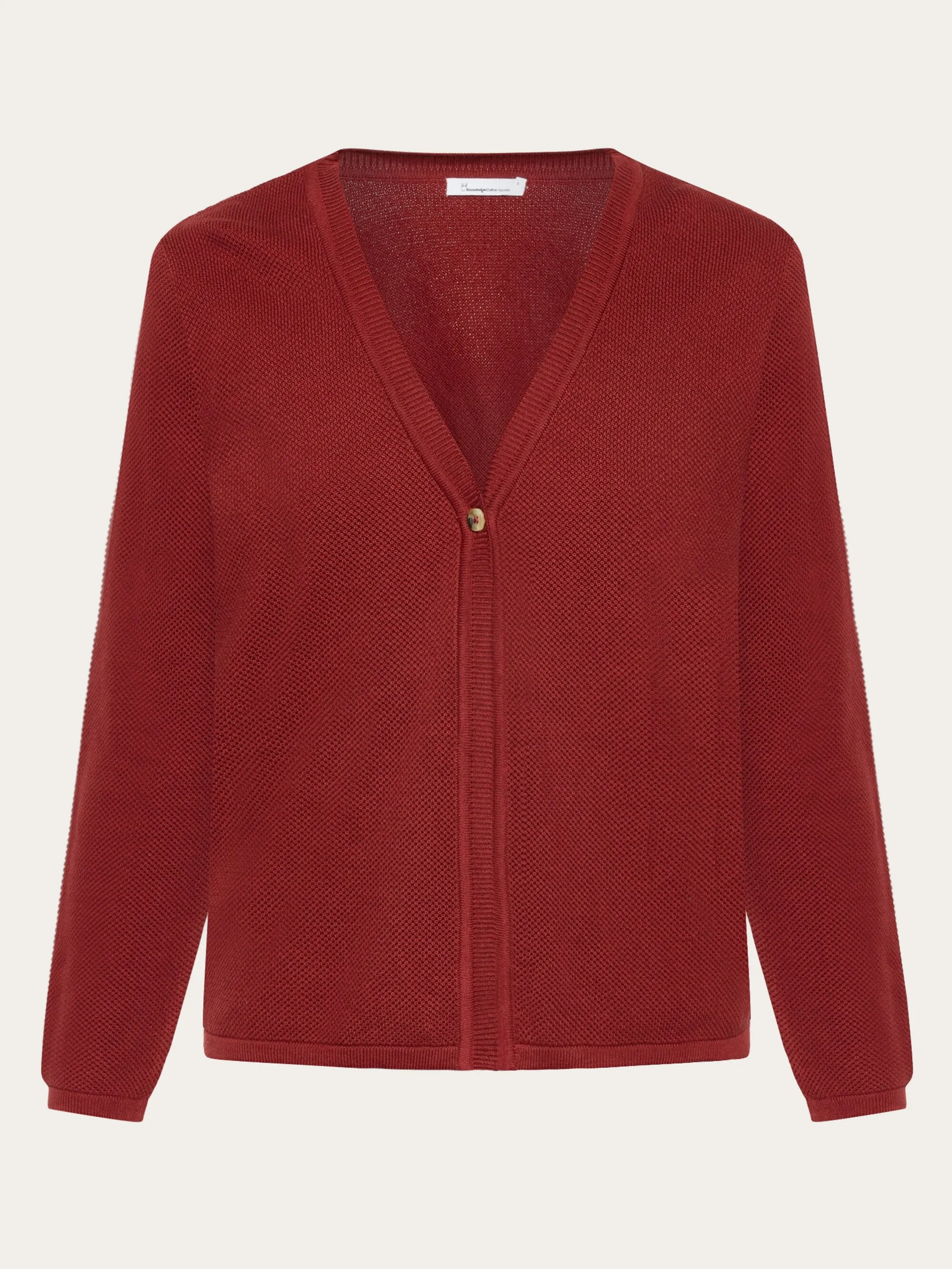 Cotton micro bubble cardigan - Regenerative Organic Certified® - GOTS/vegan - Fired Brick