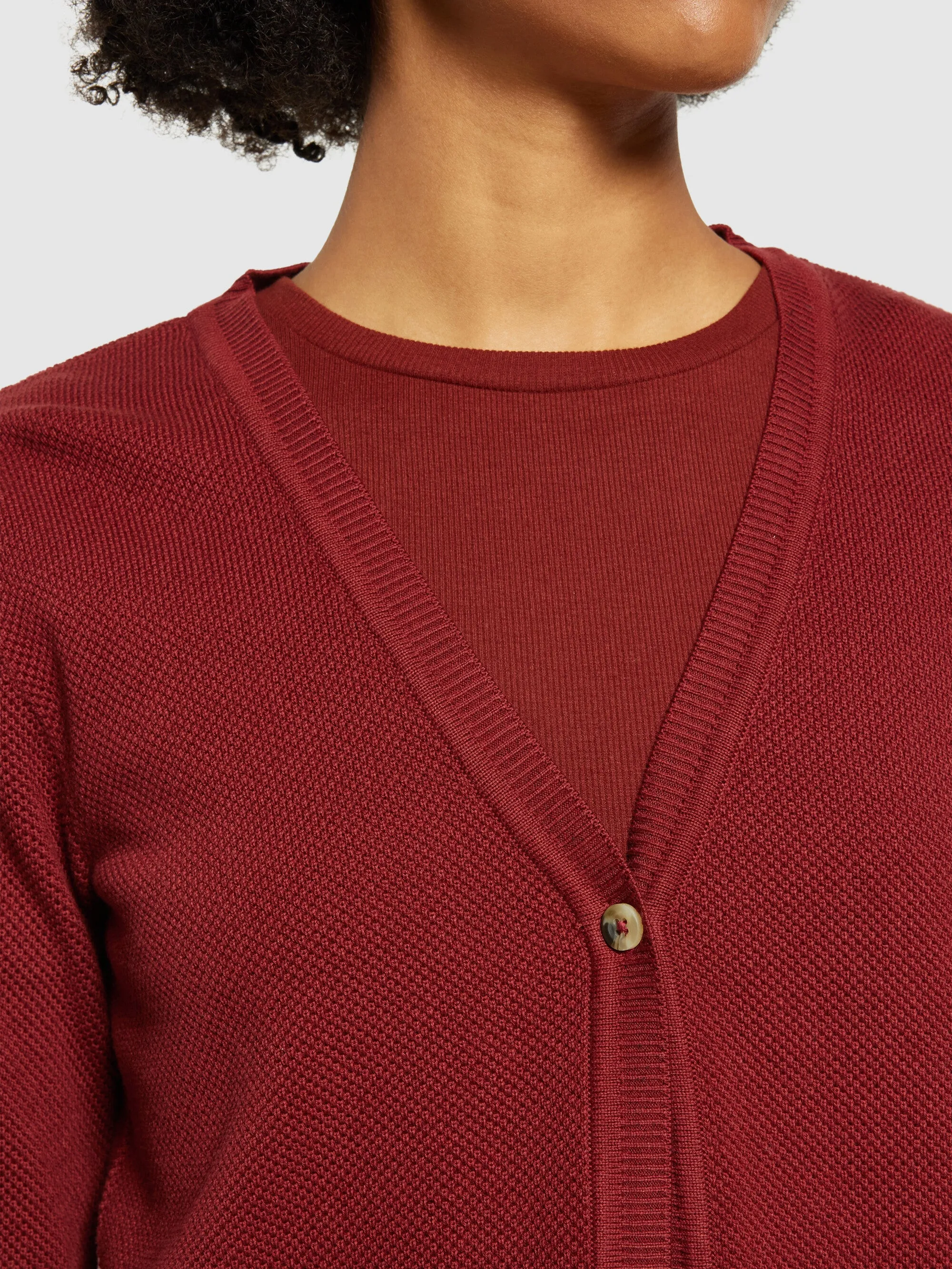 Cotton micro bubble cardigan - Regenerative Organic Certified® - GOTS/vegan - Fired Brick