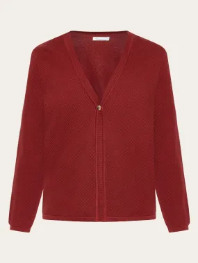 Cotton micro bubble cardigan - Regenerative Organic Certified® - GOTS/vegan - Fired Brick