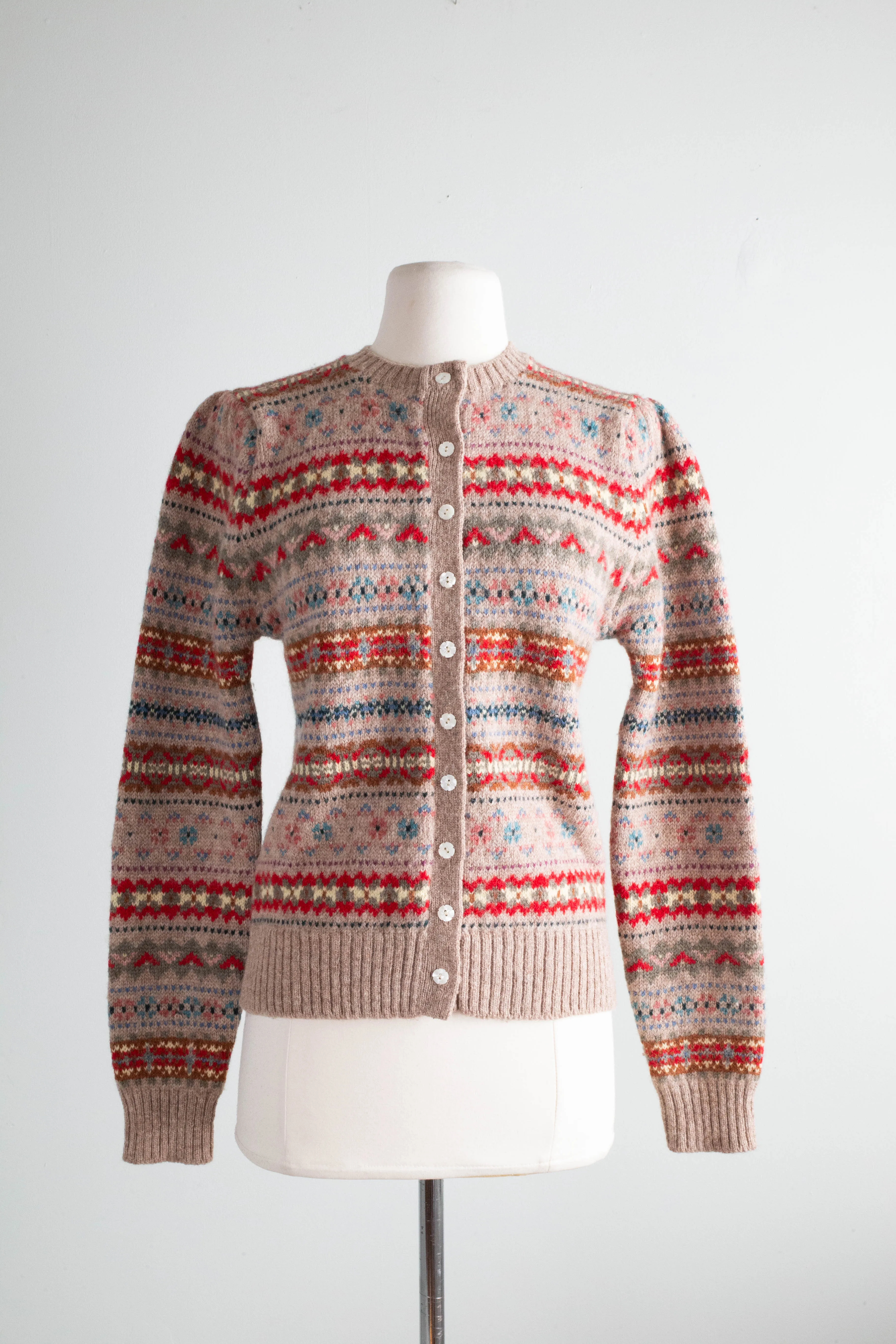 Cozy 1980's Fall Fair Isle Wool Cardigan By Ralph Lauren / M