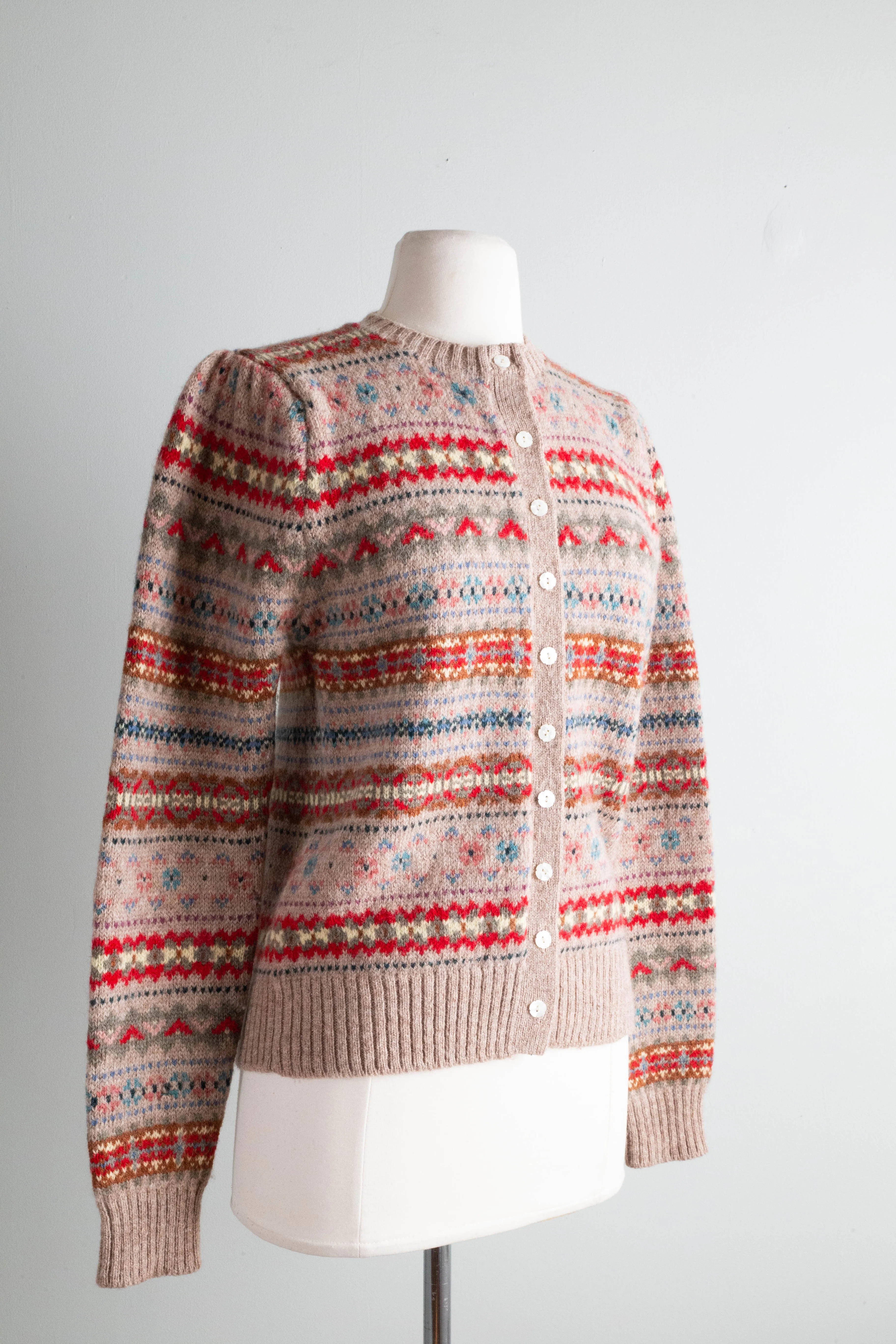 Cozy 1980's Fall Fair Isle Wool Cardigan By Ralph Lauren / M