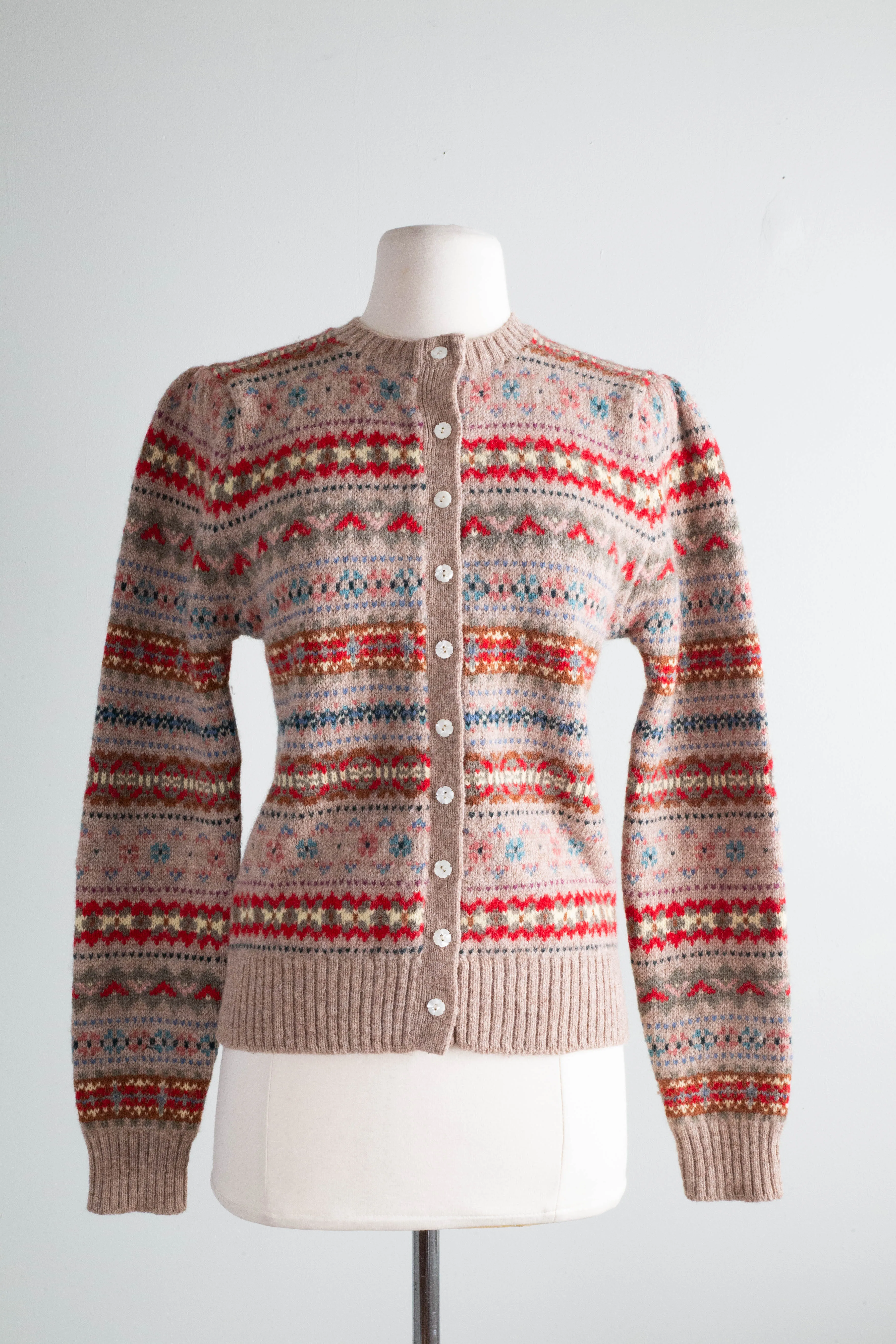 Cozy 1980's Fall Fair Isle Wool Cardigan By Ralph Lauren / M