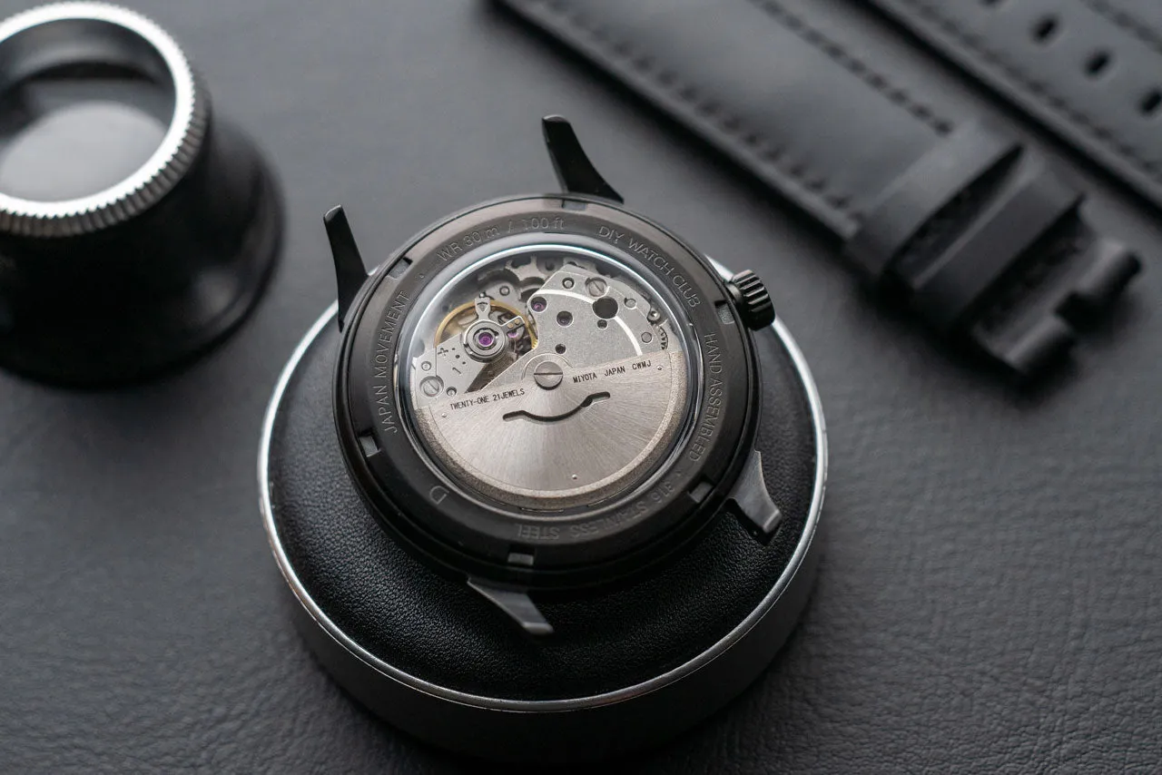 DIY Watchmaking Kit | 38.5mm Mosel with Date - Black Vintage Dress Watch w/ Miyota 8215 or 8315