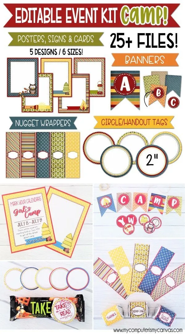 Editable Event Kit {CAMP THEMED} PRINTABLE