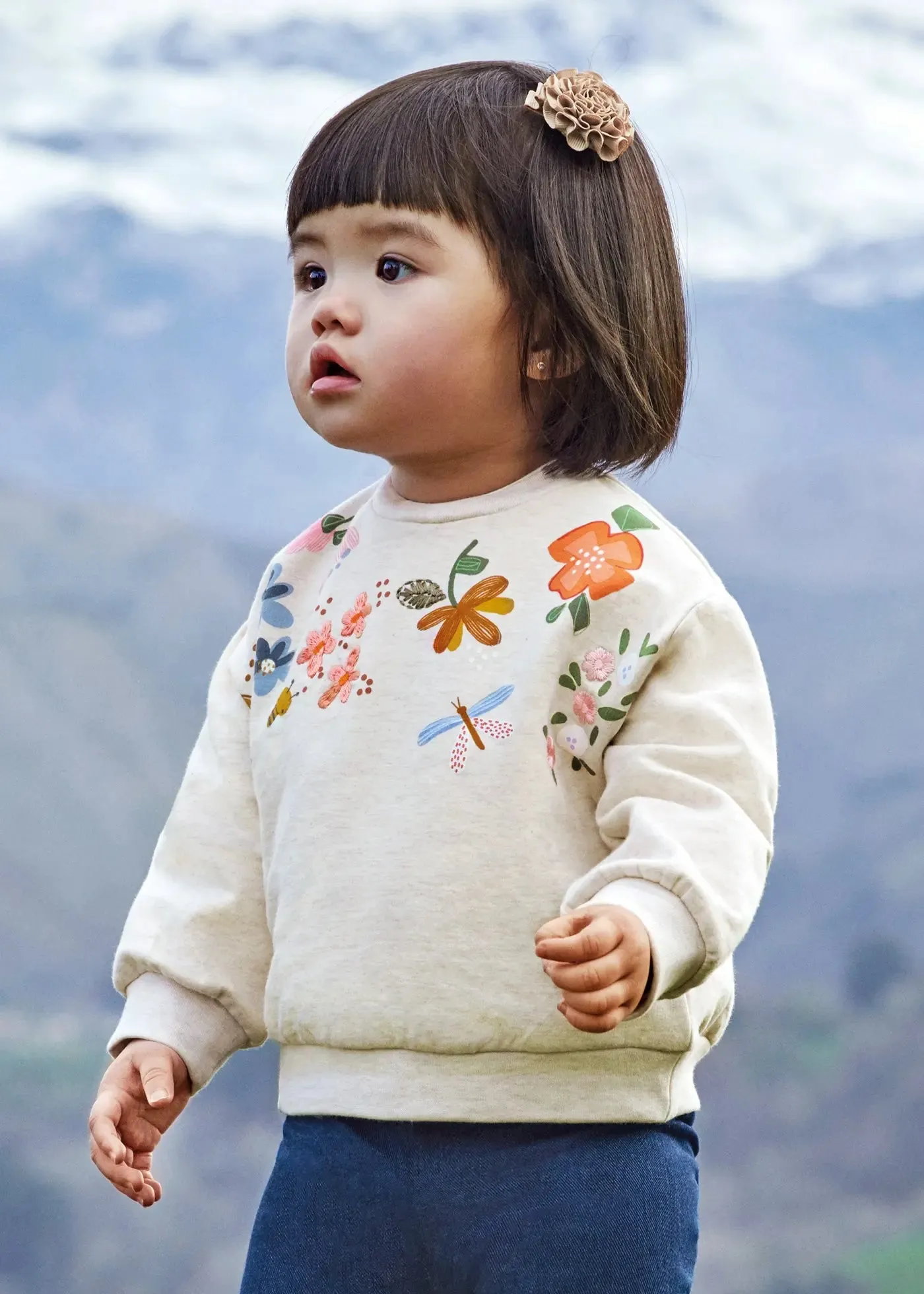 Embroidered Flowered Sweatshirt Baby Girl - Lino | Mayoral