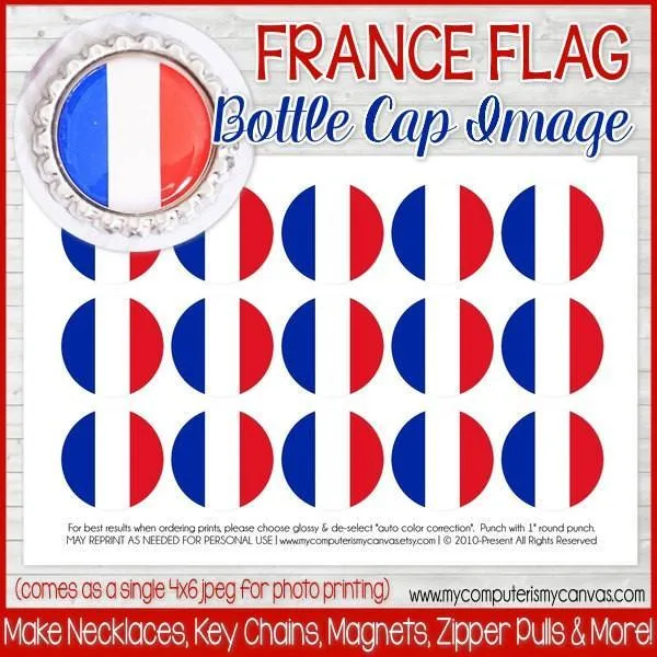 Flag Bottle Cap PRINTABLE {FRANCE}