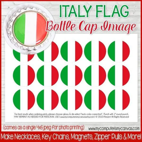 Flag Bottle Cap PRINTABLE {ITALY}