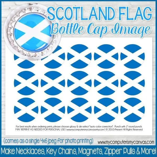 Flag Bottle Cap PRINTABLE {SCOTLAND}