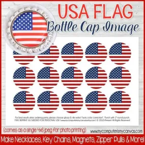 Flag Bottle Cap PRINTABLE {USA}