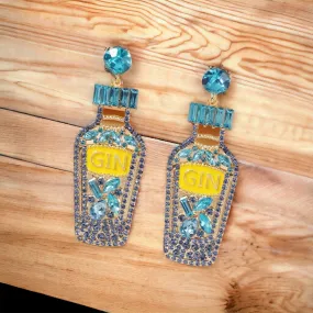 Gin Earrings - Bartender Accessories, Gin Bottle, Happy Birthday, Martini Earrings, Cocktail