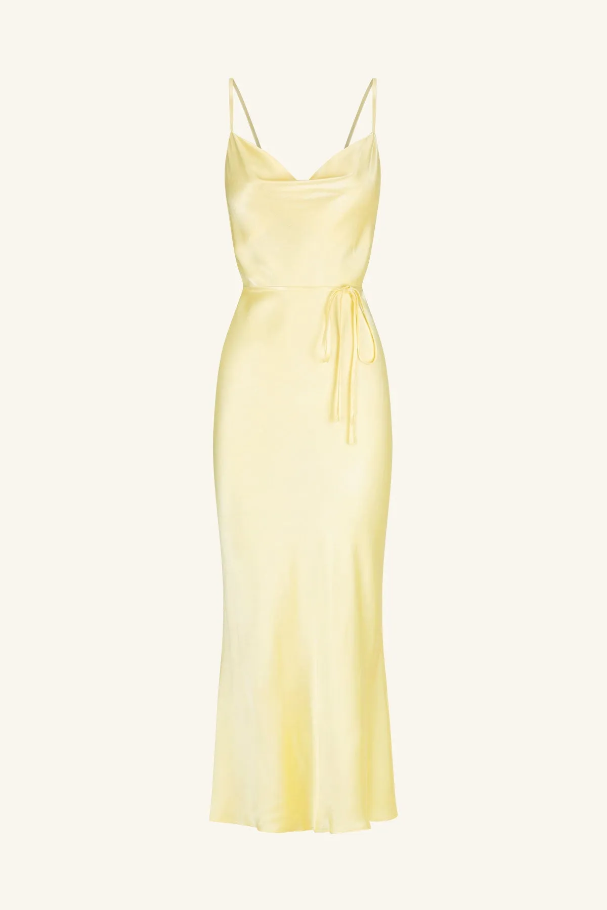 LA LUNE BIAS COWL MIDI DRESS - LEMON