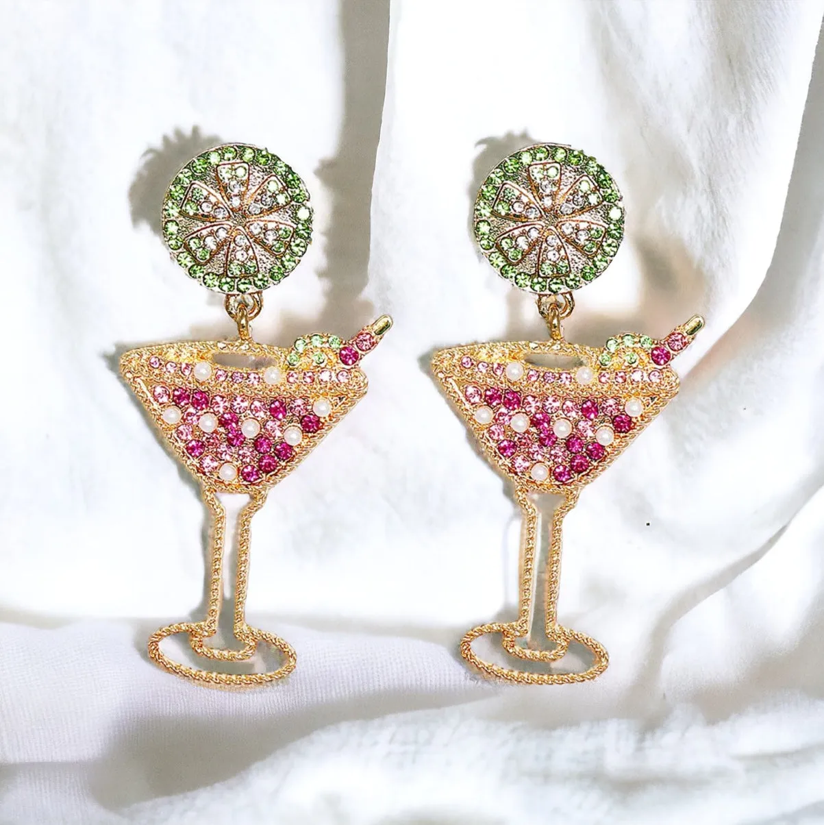 Martini Earrings - Martini Jewelry, Champagne Bottle, Wine Earrings, Shaken Not Stirred, Martini Glass, Wine Accessories