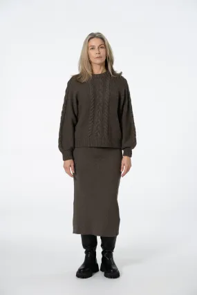 Merino Rib Skirt In Mulch Brown