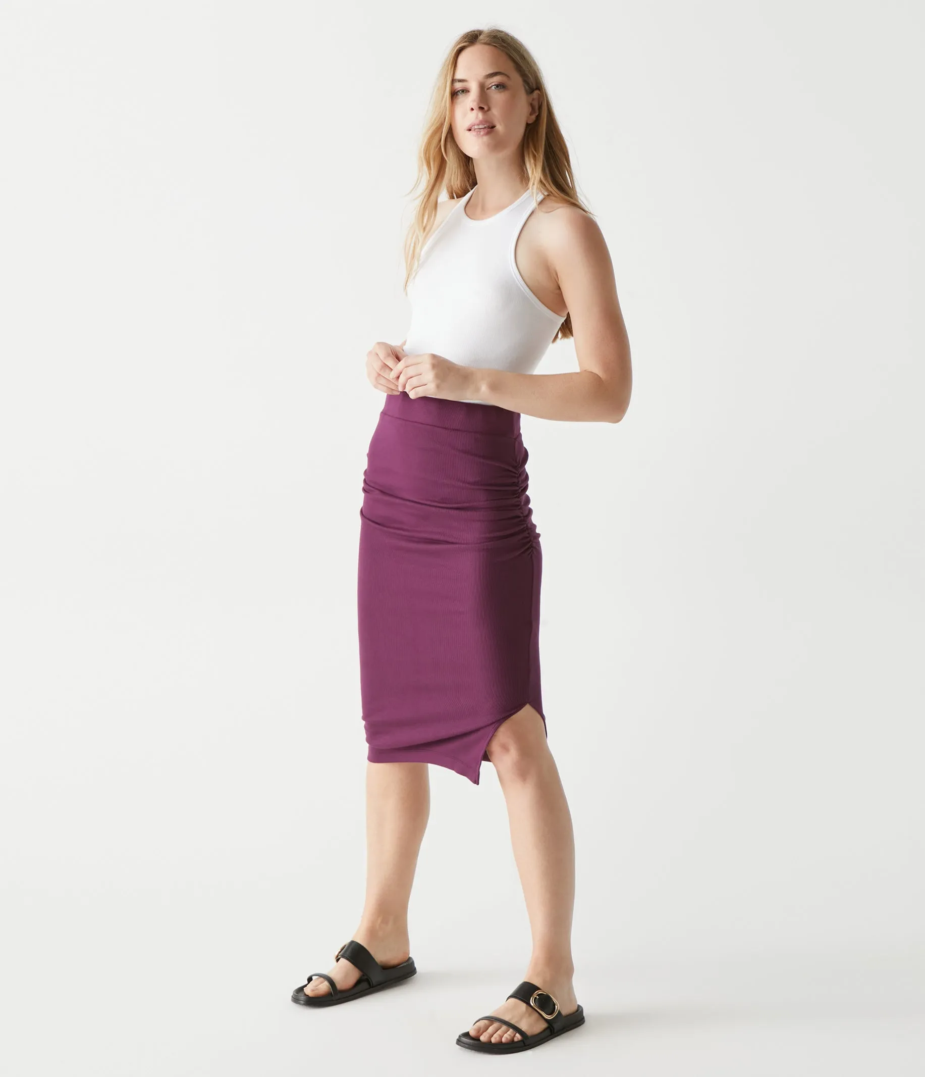 Rae Ribbed Skirt with Slit