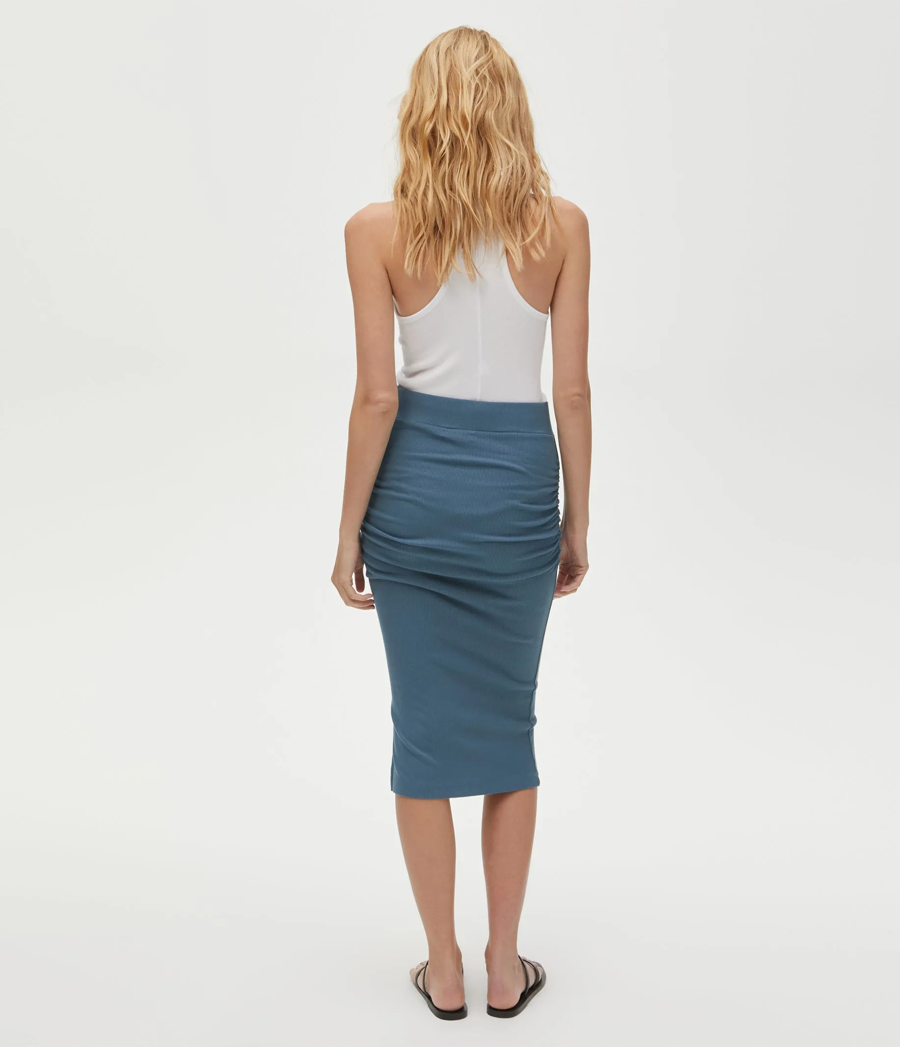 Rae Ribbed Skirt with Slit