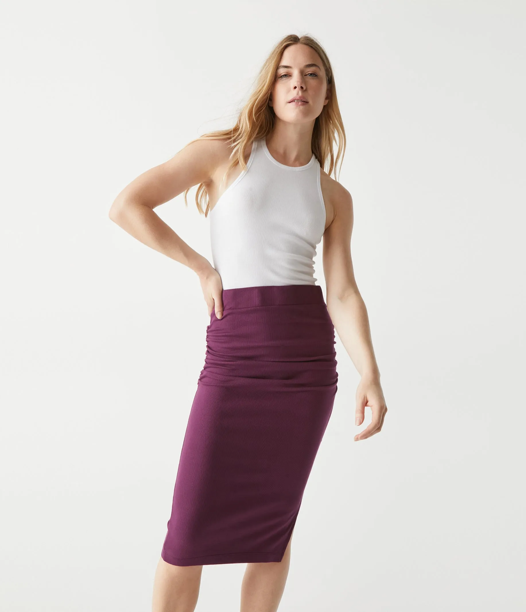 Rae Ribbed Skirt with Slit