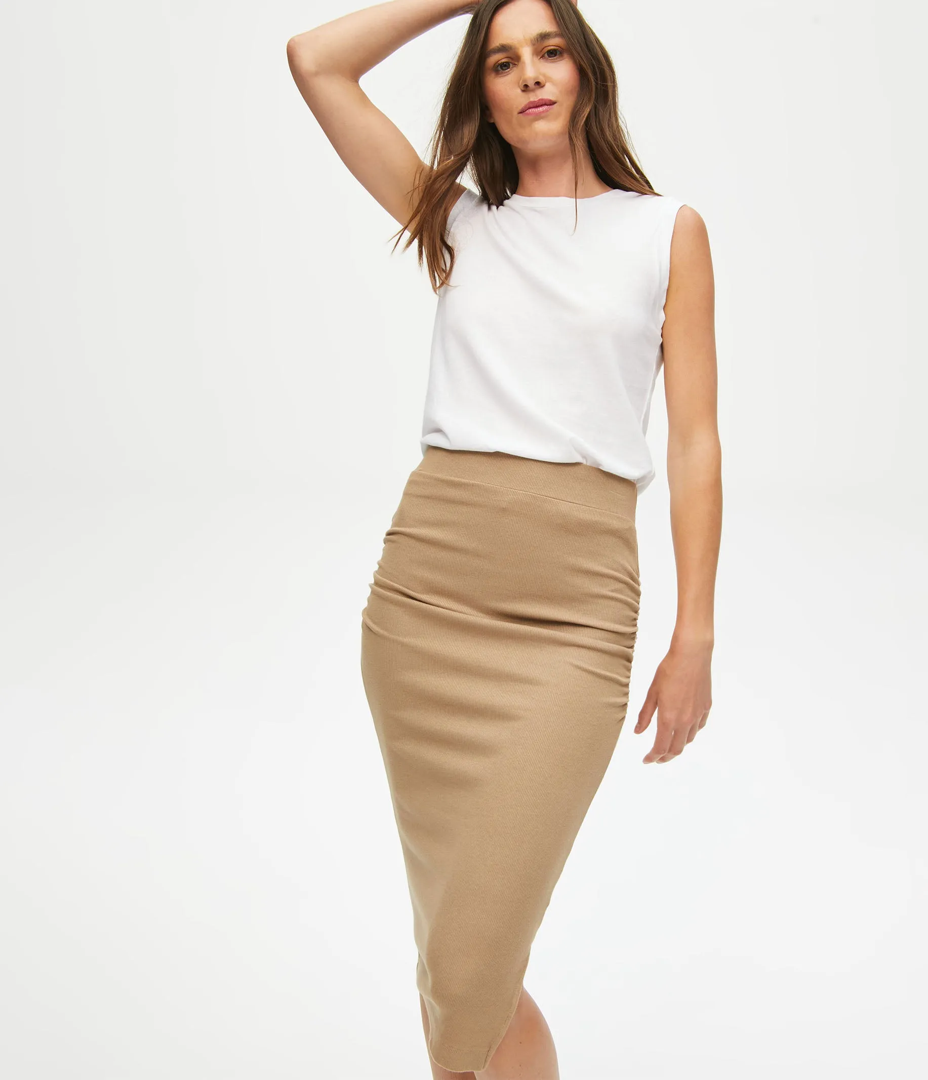 Rae Ribbed Skirt with Slit