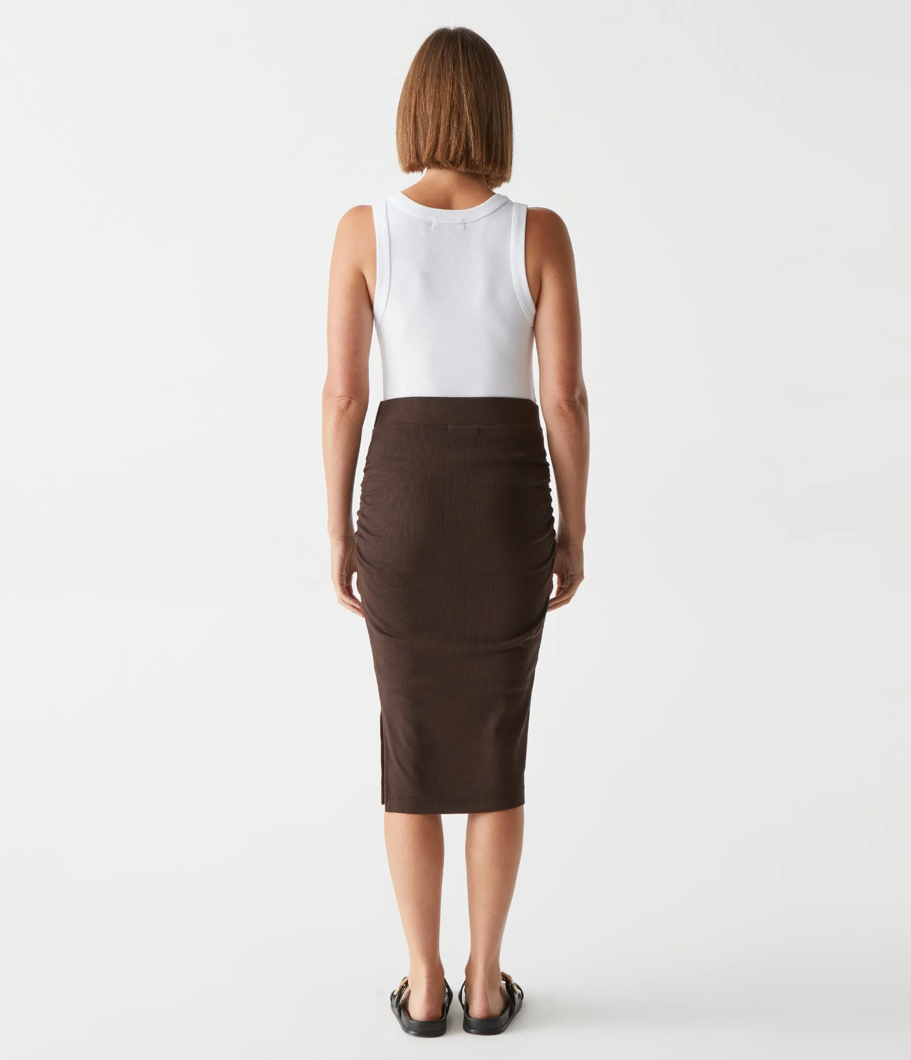 Rae Ribbed Skirt with Slit