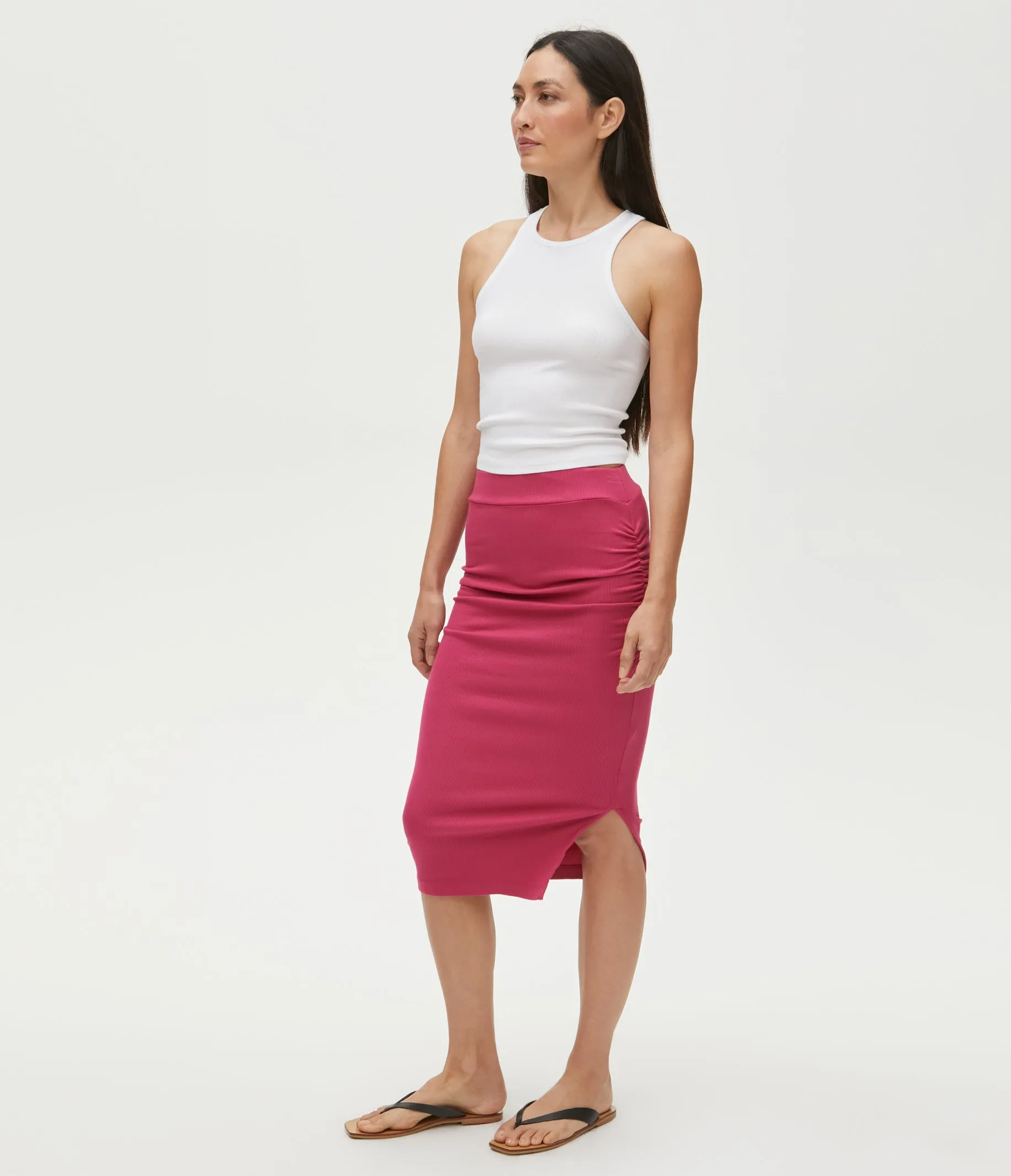 Rae Ribbed Skirt with Slit