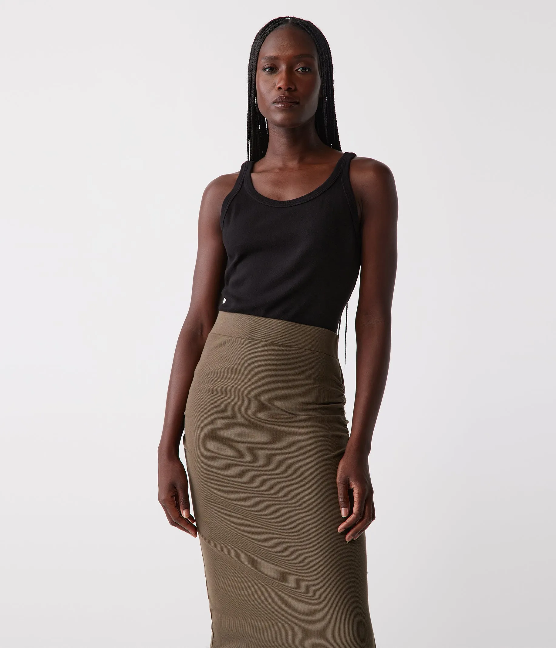 Rae Ribbed Skirt with Slit