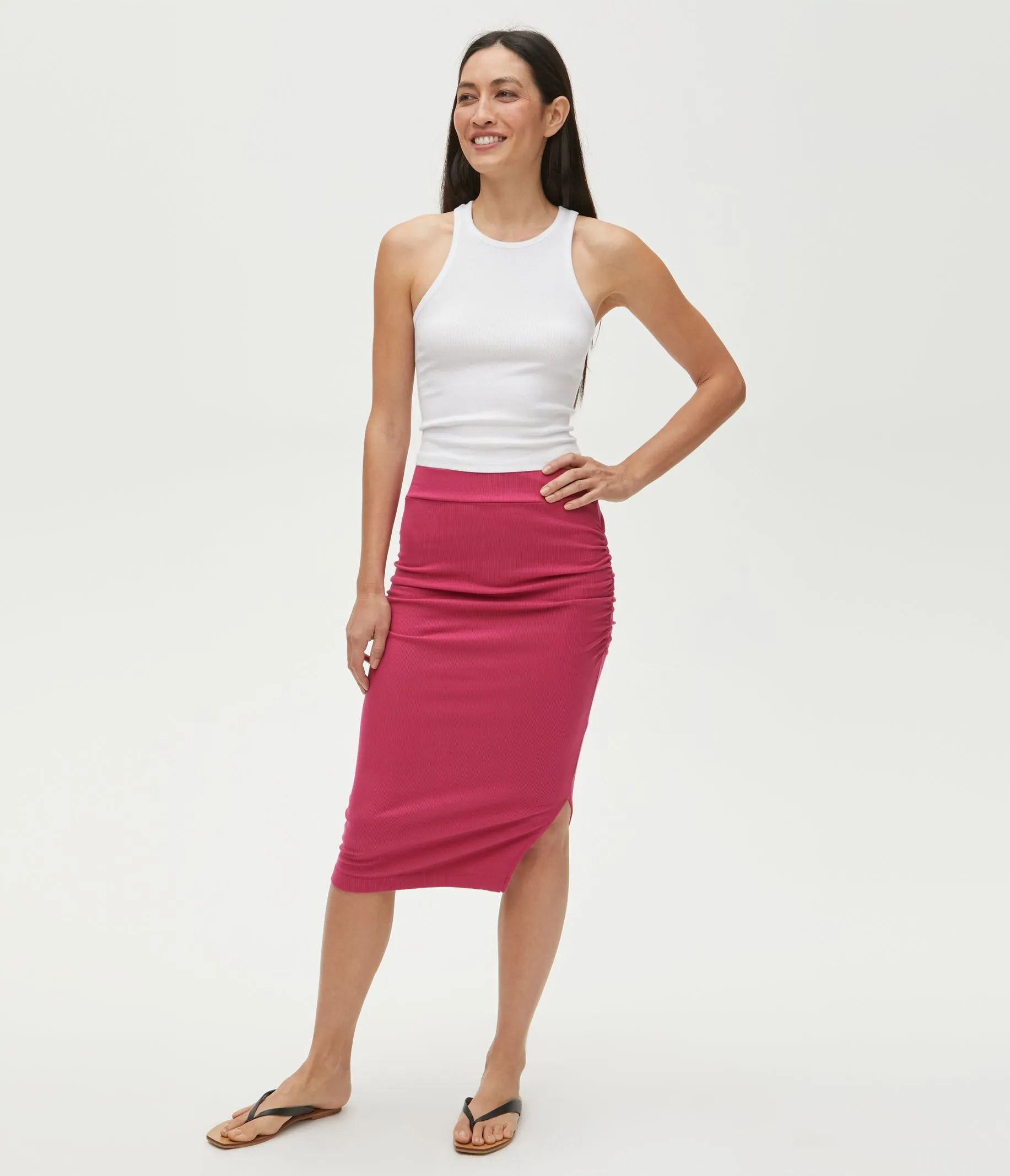 Rae Ribbed Skirt with Slit