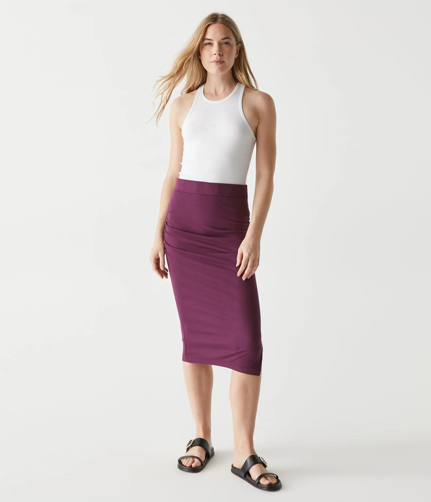 Rae Ribbed Skirt with Slit