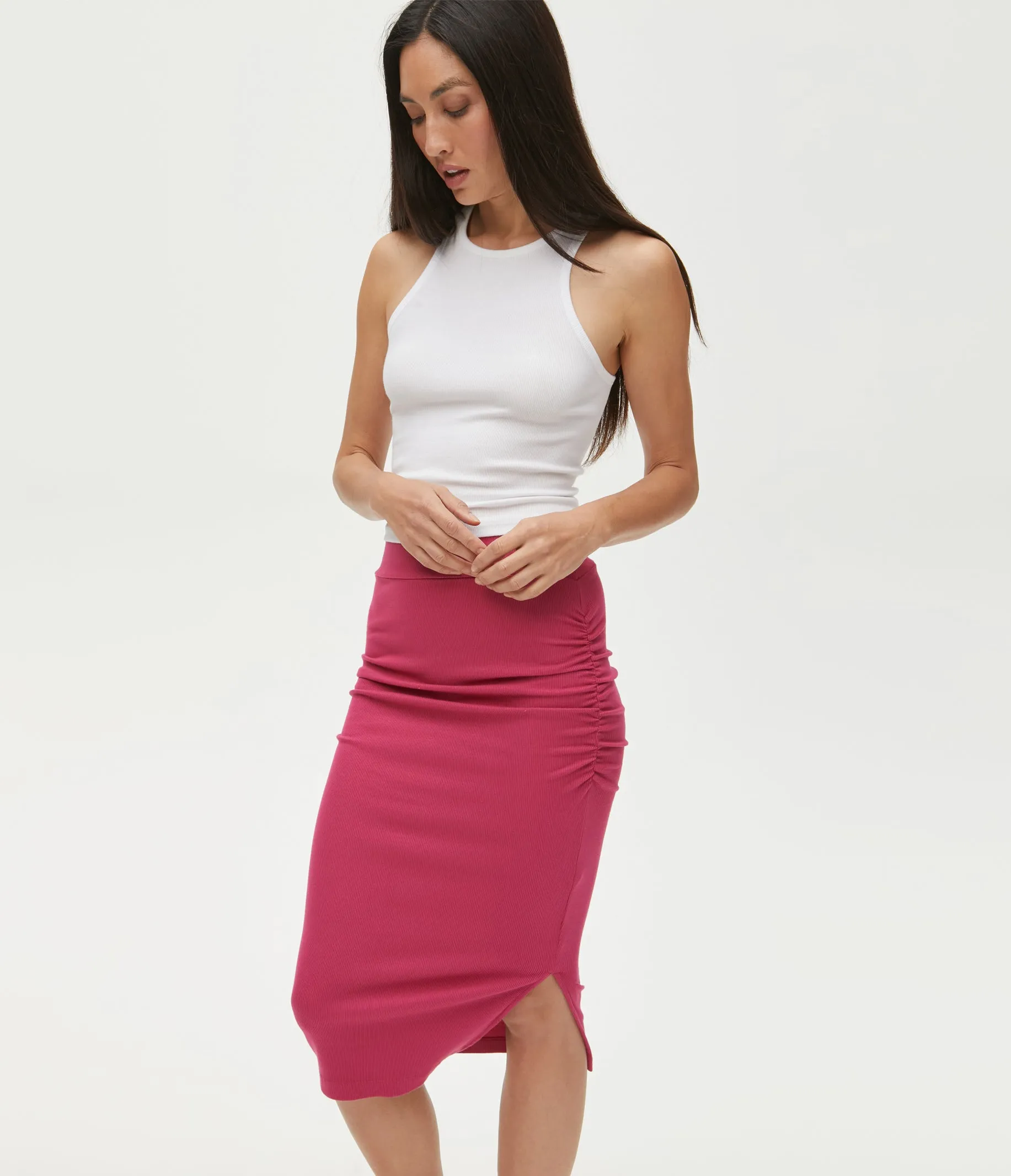 Rae Ribbed Skirt with Slit