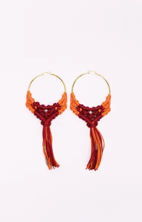 Red & Orange Handwoven Earrings