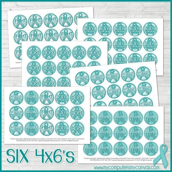 Ribbon Bottle Cap {TEAL} PRINTABLE