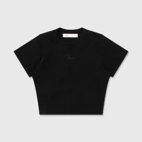 Script Logo Ribbed Slim Tee - Black