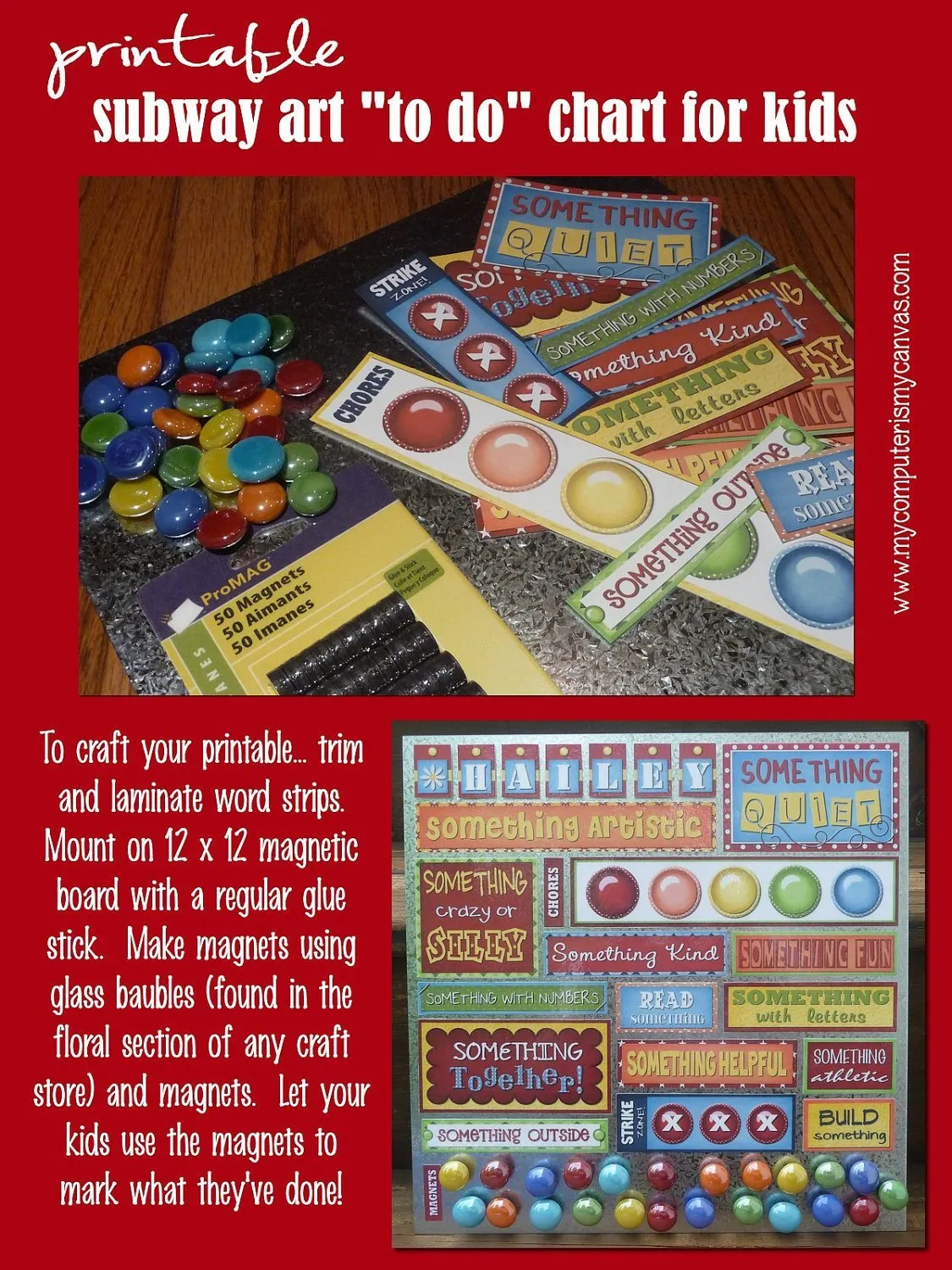 Subway Art Chore Chart & Boredom Buster PRINTABLE