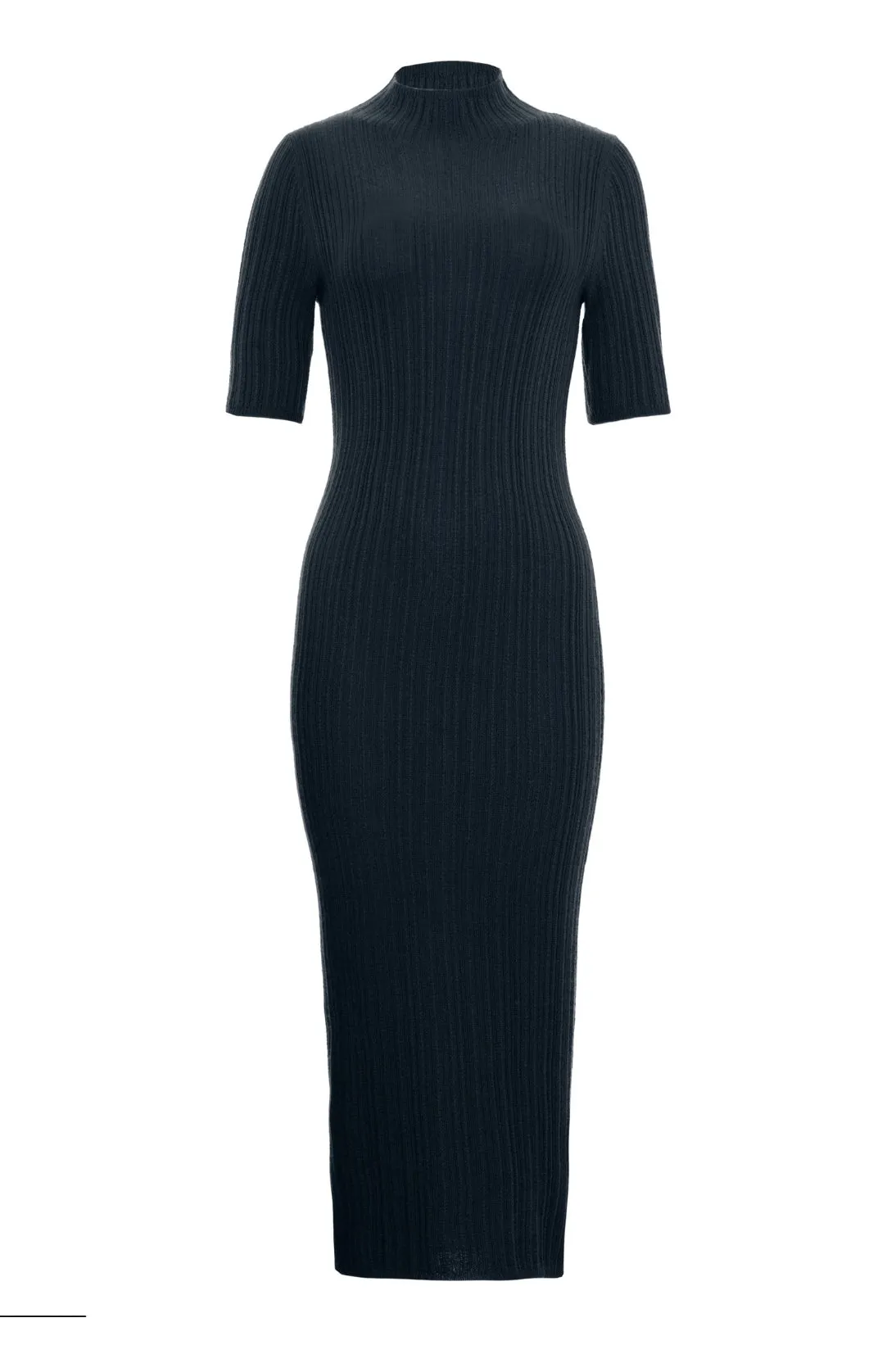 VARIATED RIB MOCKNECK DRESS