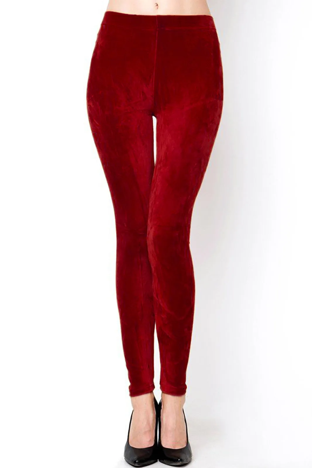 Velour Leggings in Burgundy