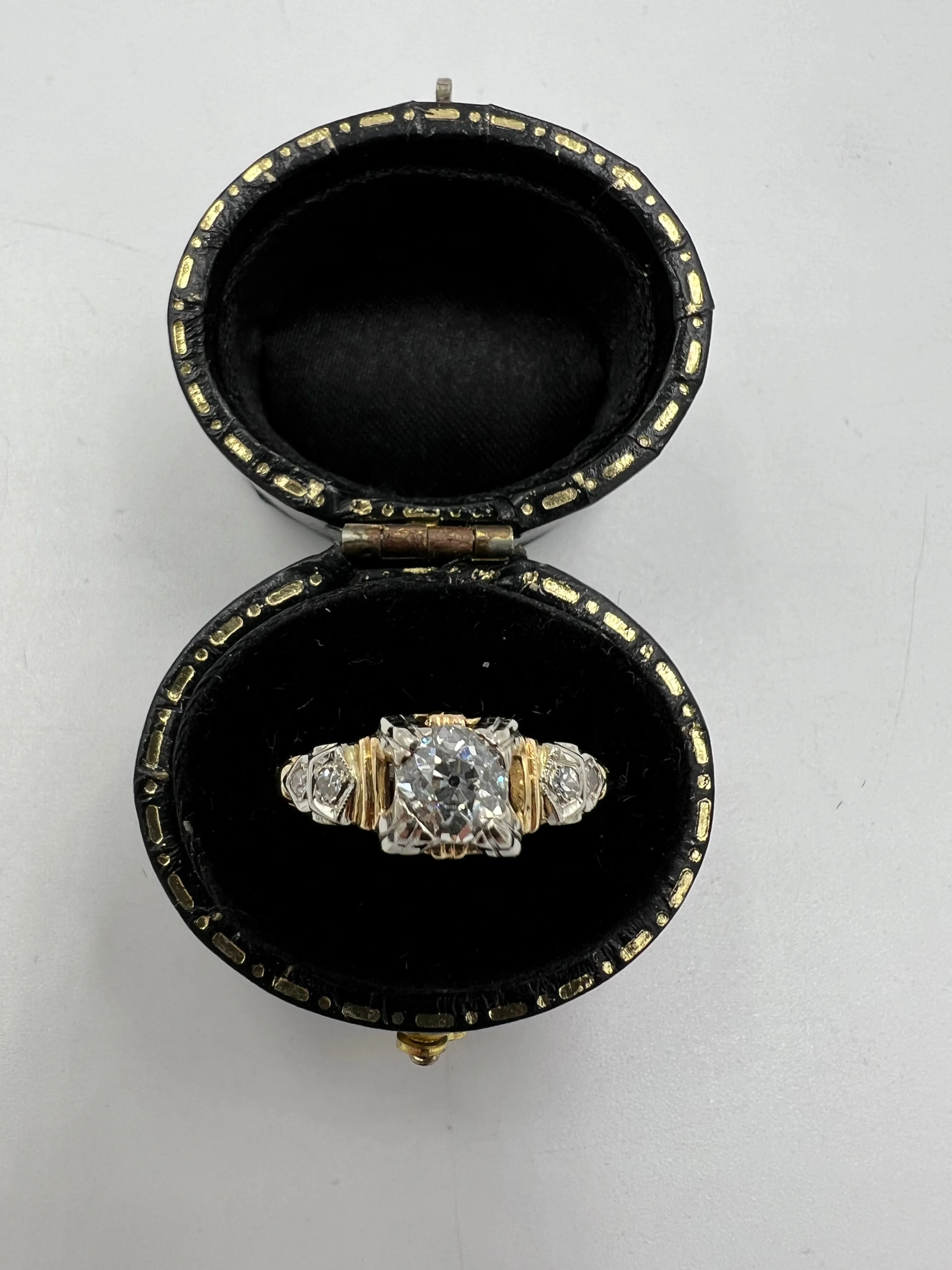 Vintage Diamond Yellow White Gold Engagement Ring Circa 1940