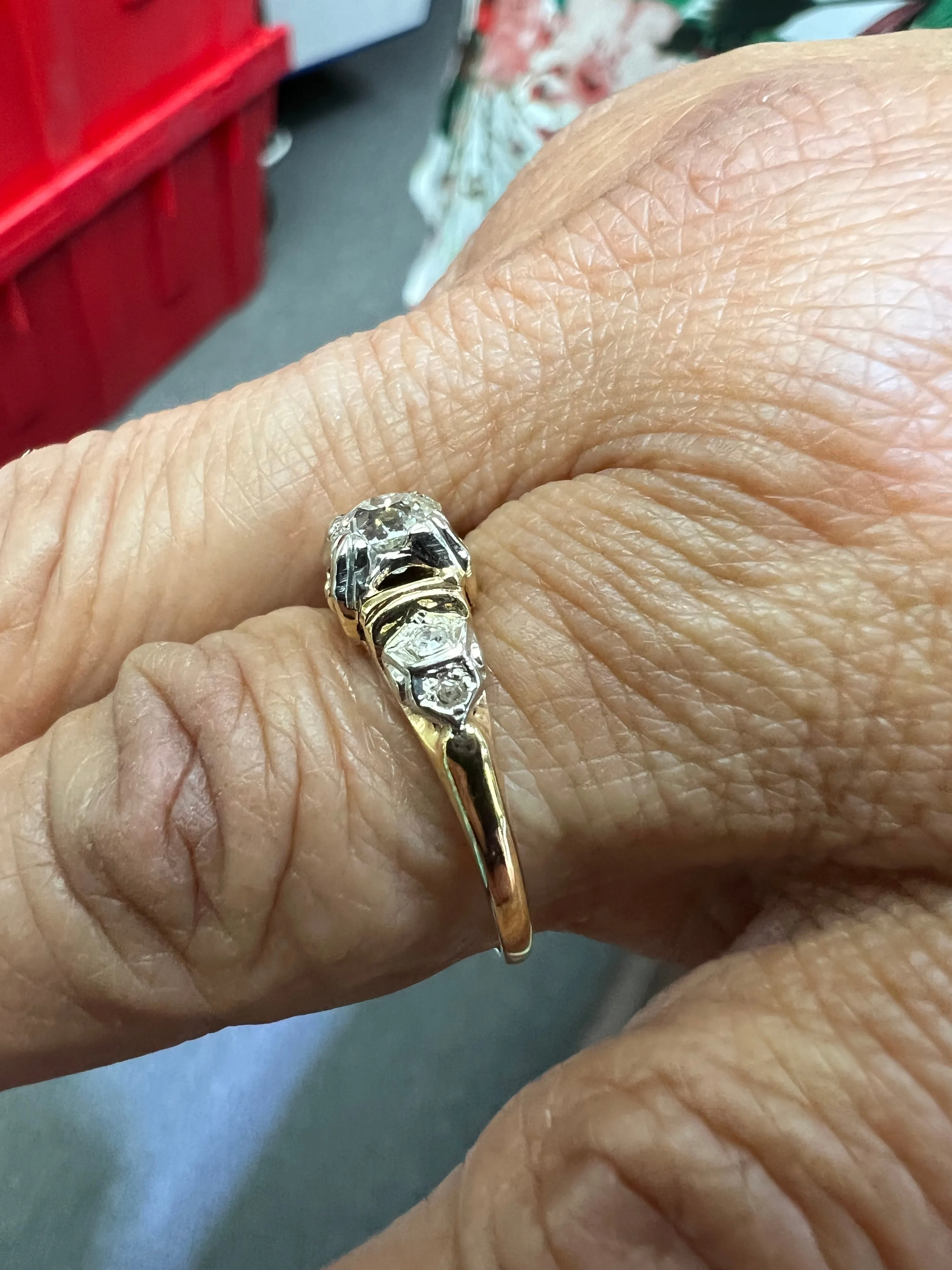 Vintage Diamond Yellow White Gold Engagement Ring Circa 1940