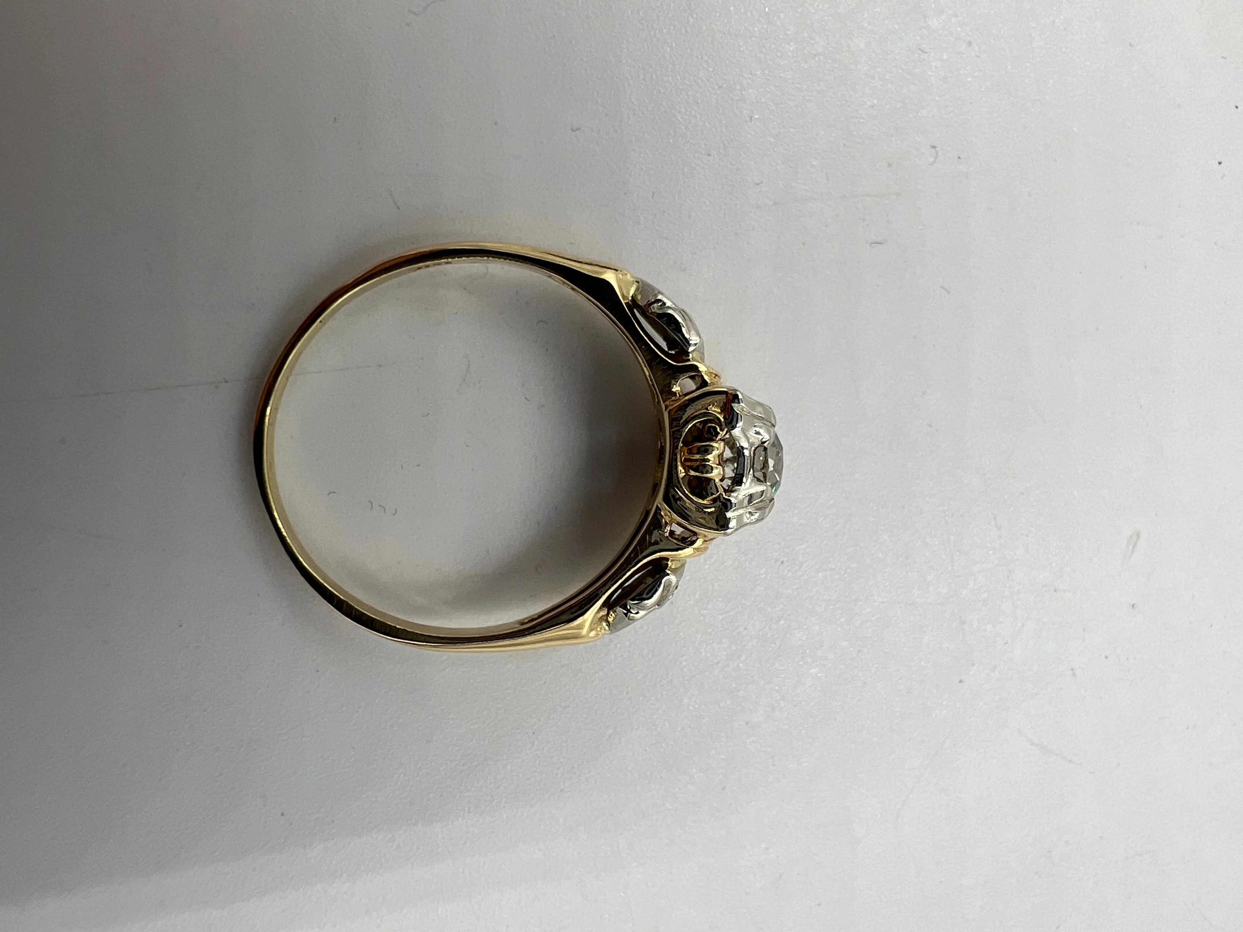 Vintage Diamond Yellow White Gold Engagement Ring Circa 1940