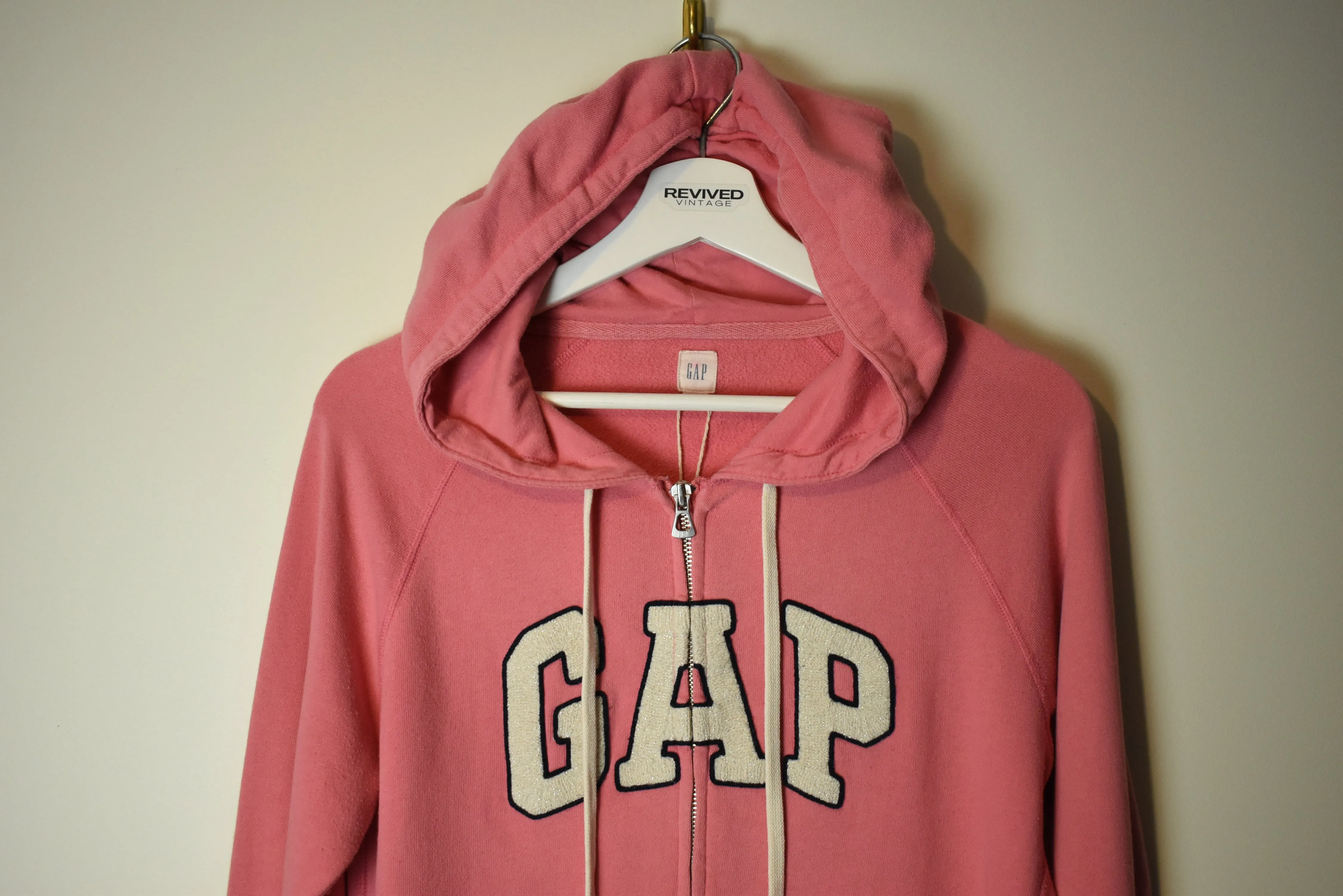 Vintage GAP Embroidered Logo Full Length Zip Hoodie XS