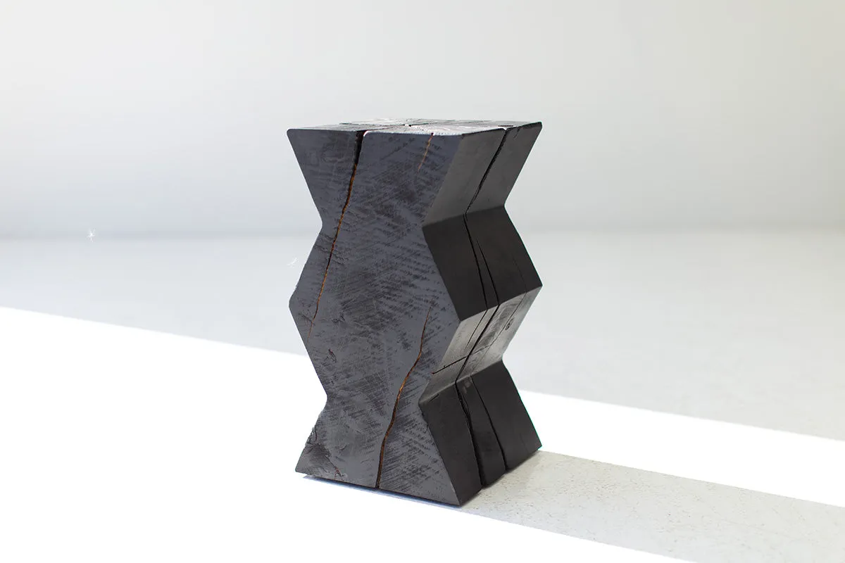 Zig Zag End Table - Burnt Finish - 2623